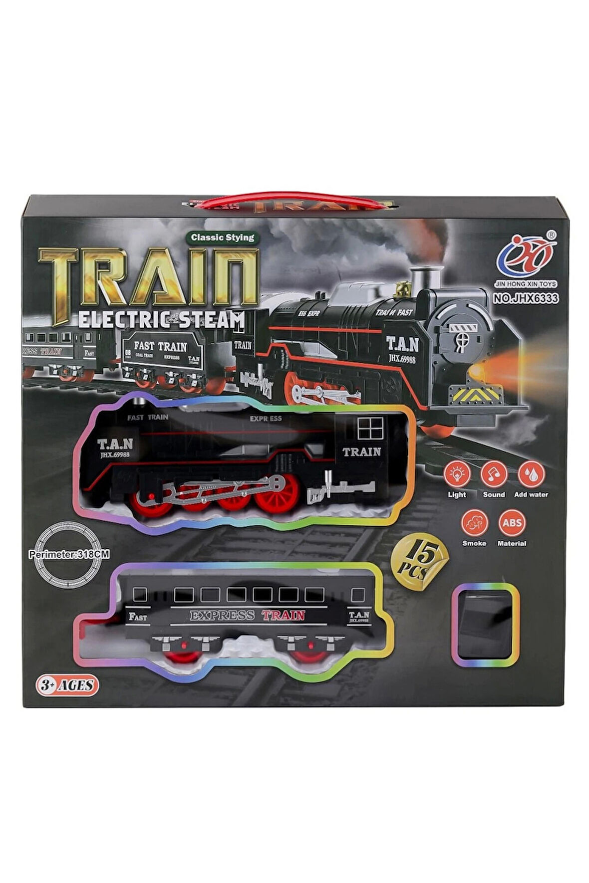 Erkek Çocuk Oyuncak Dumanlı Sesli Işıklı Tren 15 Parça Kız Çocuk Eğitici Oyuncaklar