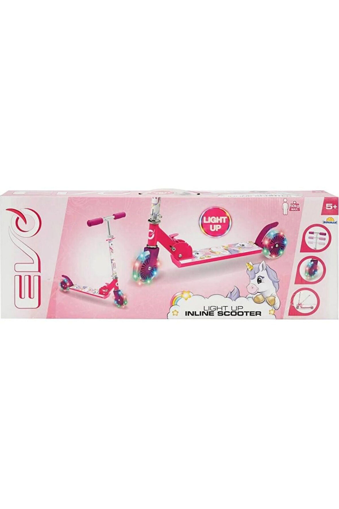 Erkek Çocuk Oyuncak EVO SCOOTER 2TKR UNİCORN IŞIKLI MAX 50 KG Kız Çocuk Eğitici Oyuncaklar