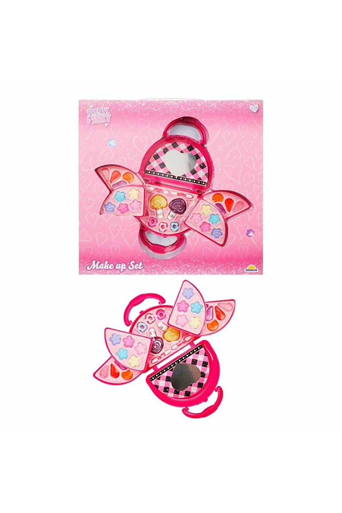 Erkek Çocuk Oyuncak Pretty Pinky 3 Katlı Pembe Çantalı Makyaj Seti Kız Çocuk Eğitici Oyuncaklar
