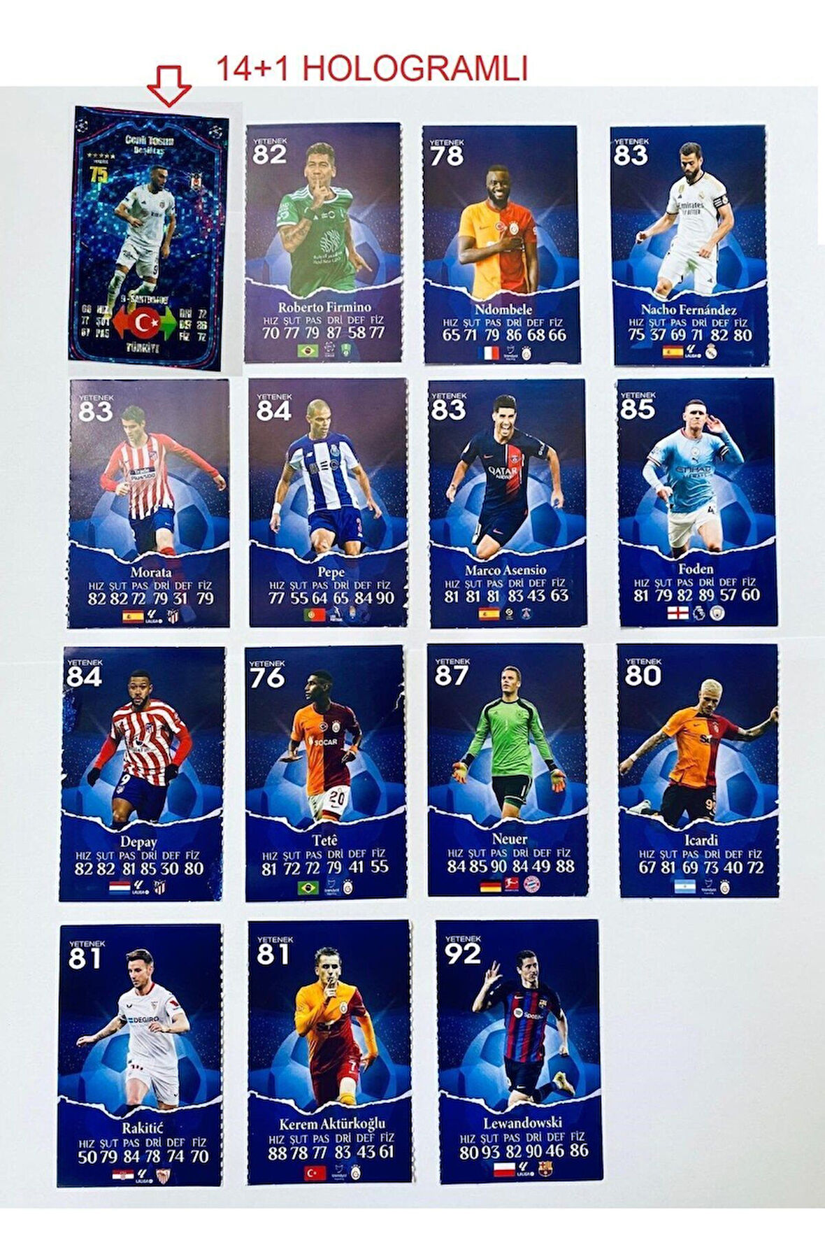 Çocuk Gelişim Oyuncaklar Hologramlı Premium Futbol Sporcu 24Adet Dünya Yıldızları Oyun Kartı Süper Ö