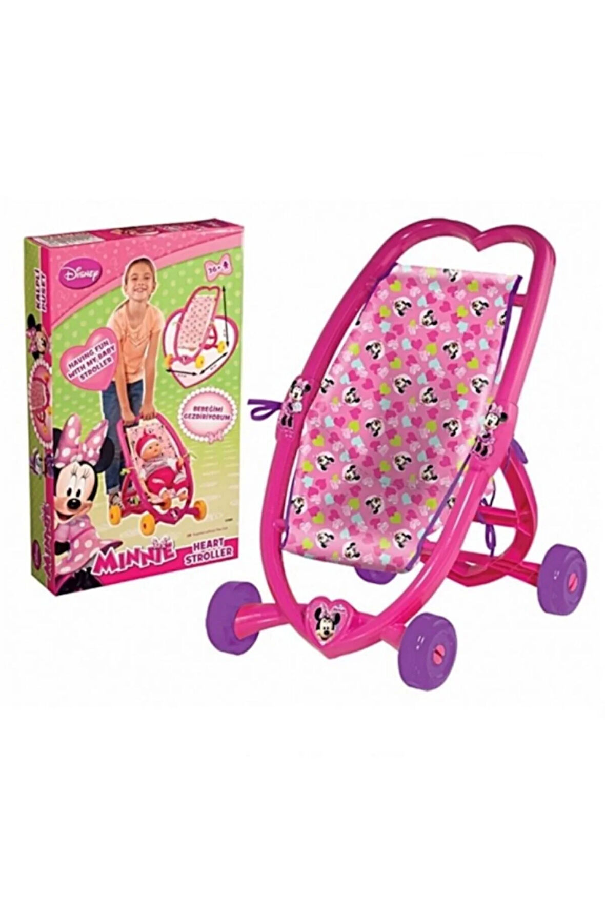 Öğretici Eğitici Oyuncaklar 01961 Dede, Minnie Mouse Kalpli Puset Kız Erkek Çocuk Oyuncak