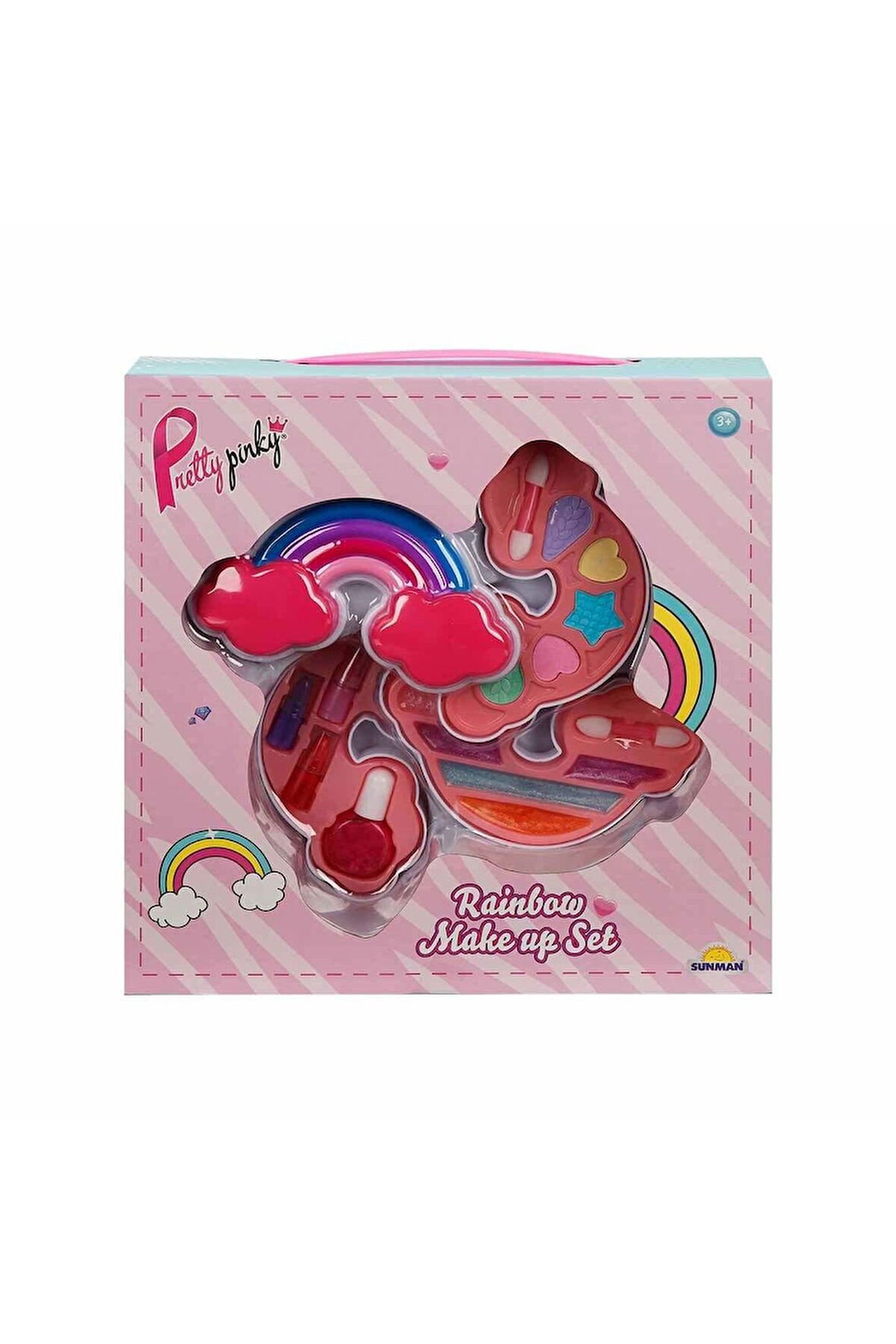 Erkek Çocuk Oyuncak 2601 SUN-RST-PRP-Güzellik Set Makyaj Gökkuşağı Şekilli 3 Katmanlı Kız Çocuk Eğit