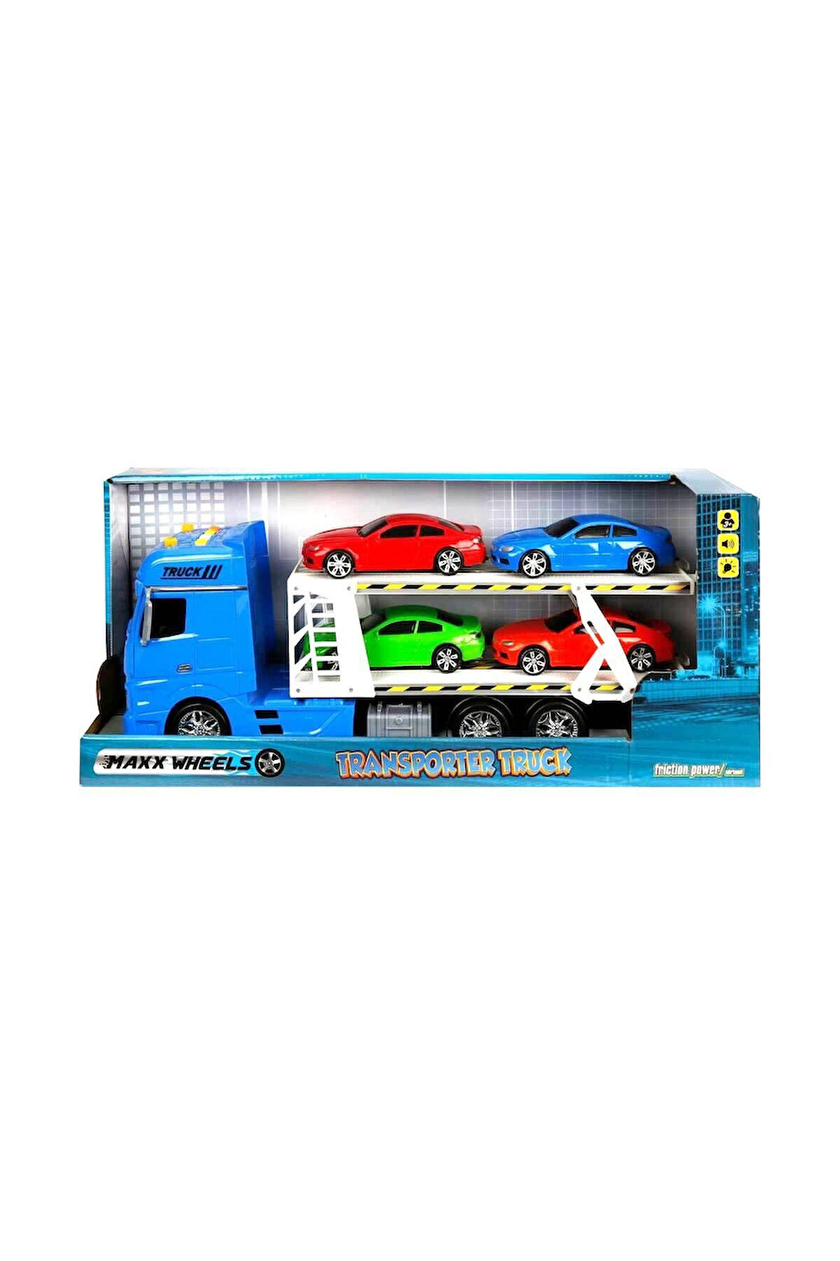 Erkek Çocuk Oyuncak 2326 1:24 Maxx Wheels Sesli ve Işıklı 2 Katlı Transporter Tır 44cm Kız Çocuk Eği