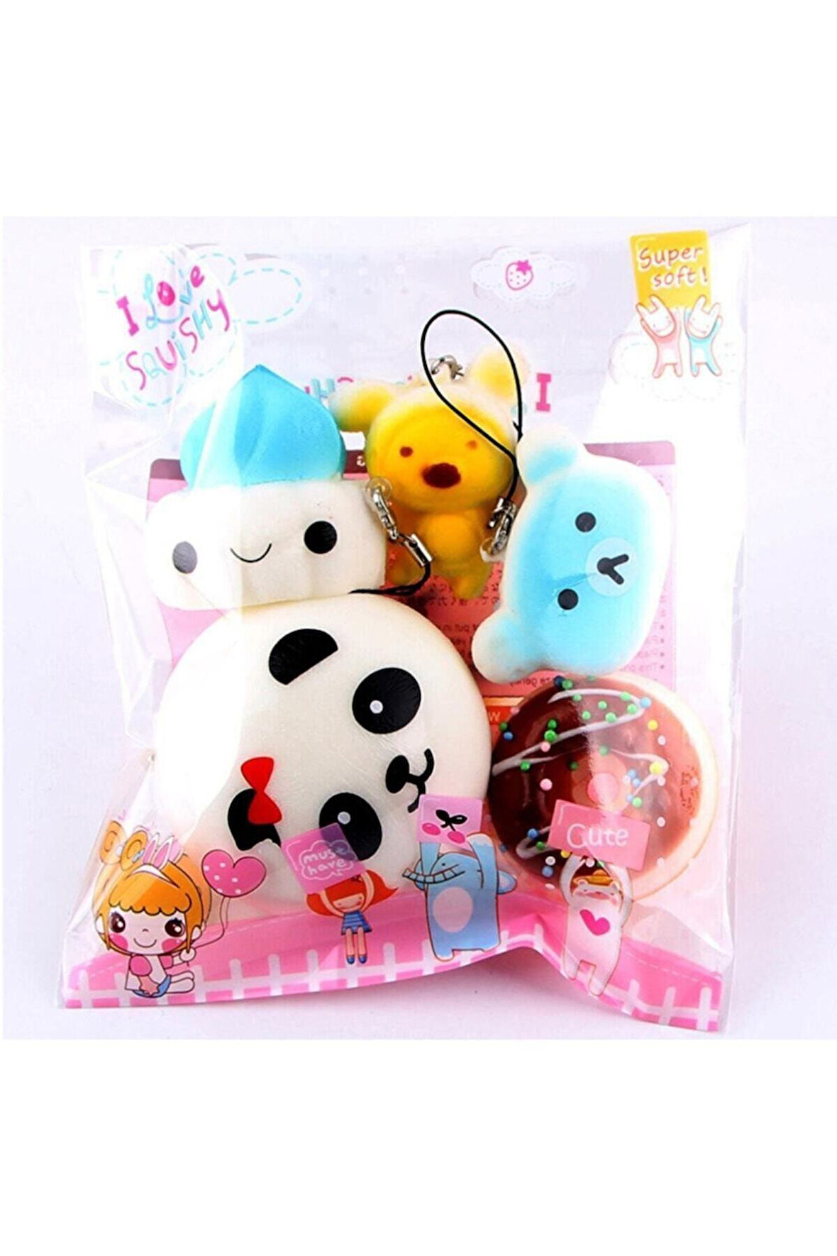 Çocuk Gelişim Oyuncaklar 5Adet Squishy Mini Sürpriz Set - 130 Farklı Figürden 5'li Karışık Set Kız E