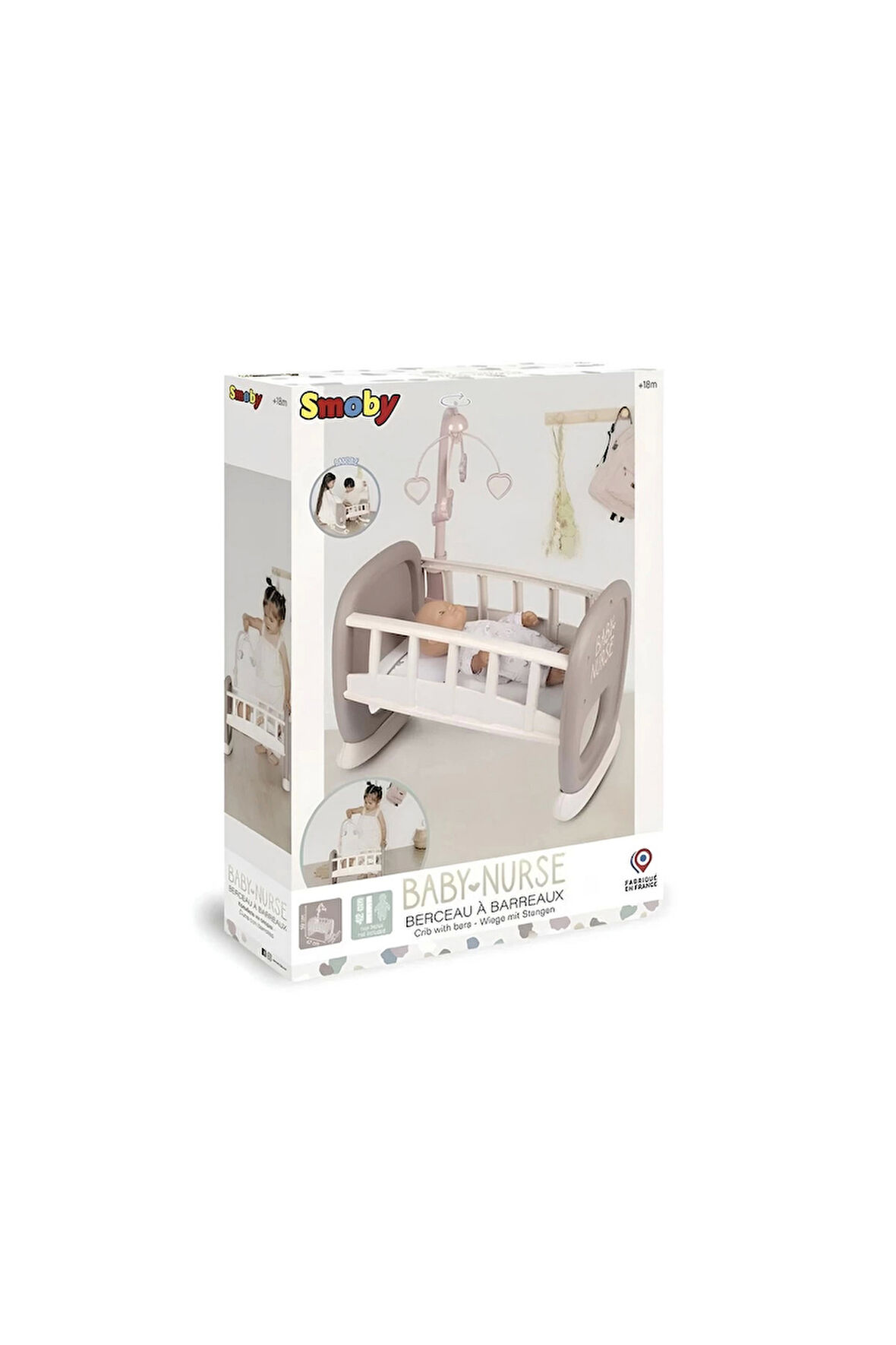 Erkek Çocuk Oyuncak Smoby Baby Nurse Sallanan Dönenceli Bebek Beşiği 220372 ***OYUNCAKTIR*** Kız Çoc