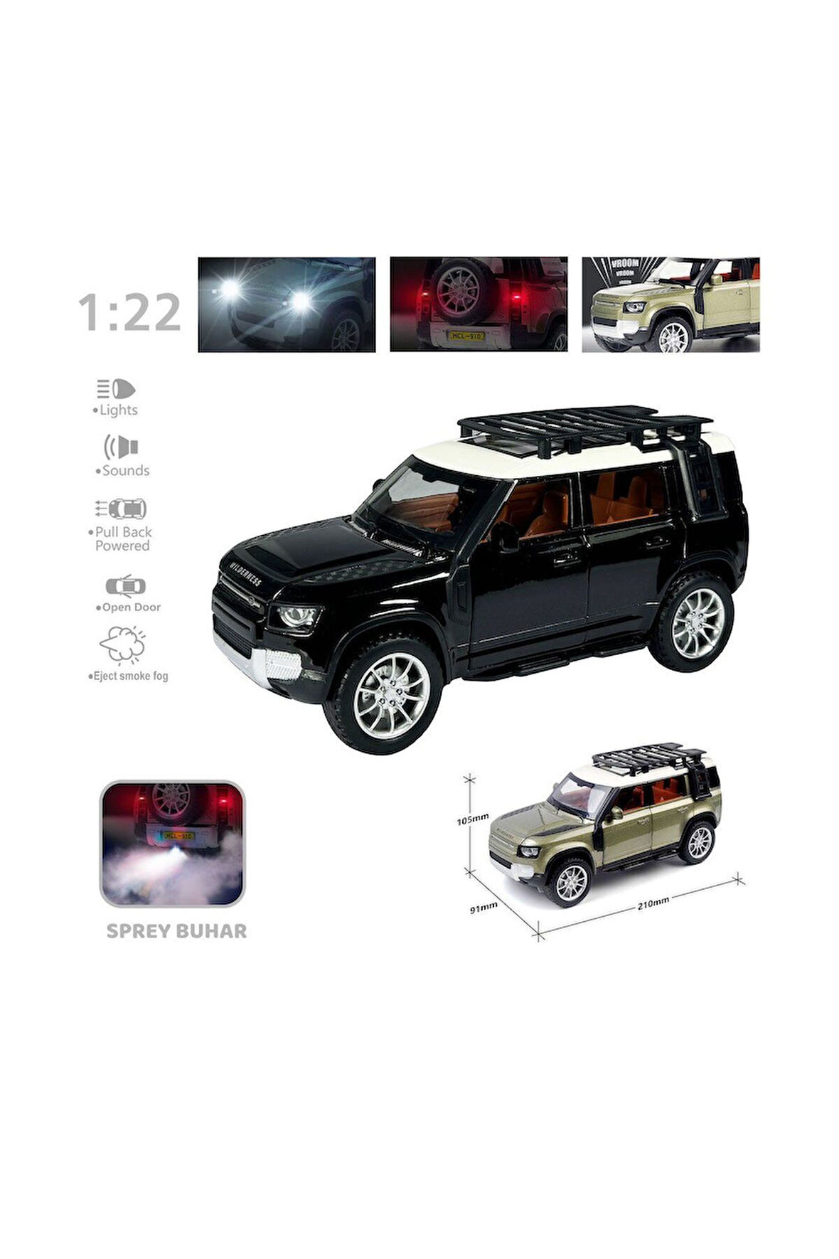 Erkek Çocuk Oyuncak HCL-510A Çek Bırak 1:22 Sesli Ve Işıklı Buharlı DF Metal Jeep Kız Çocuk Eğitici