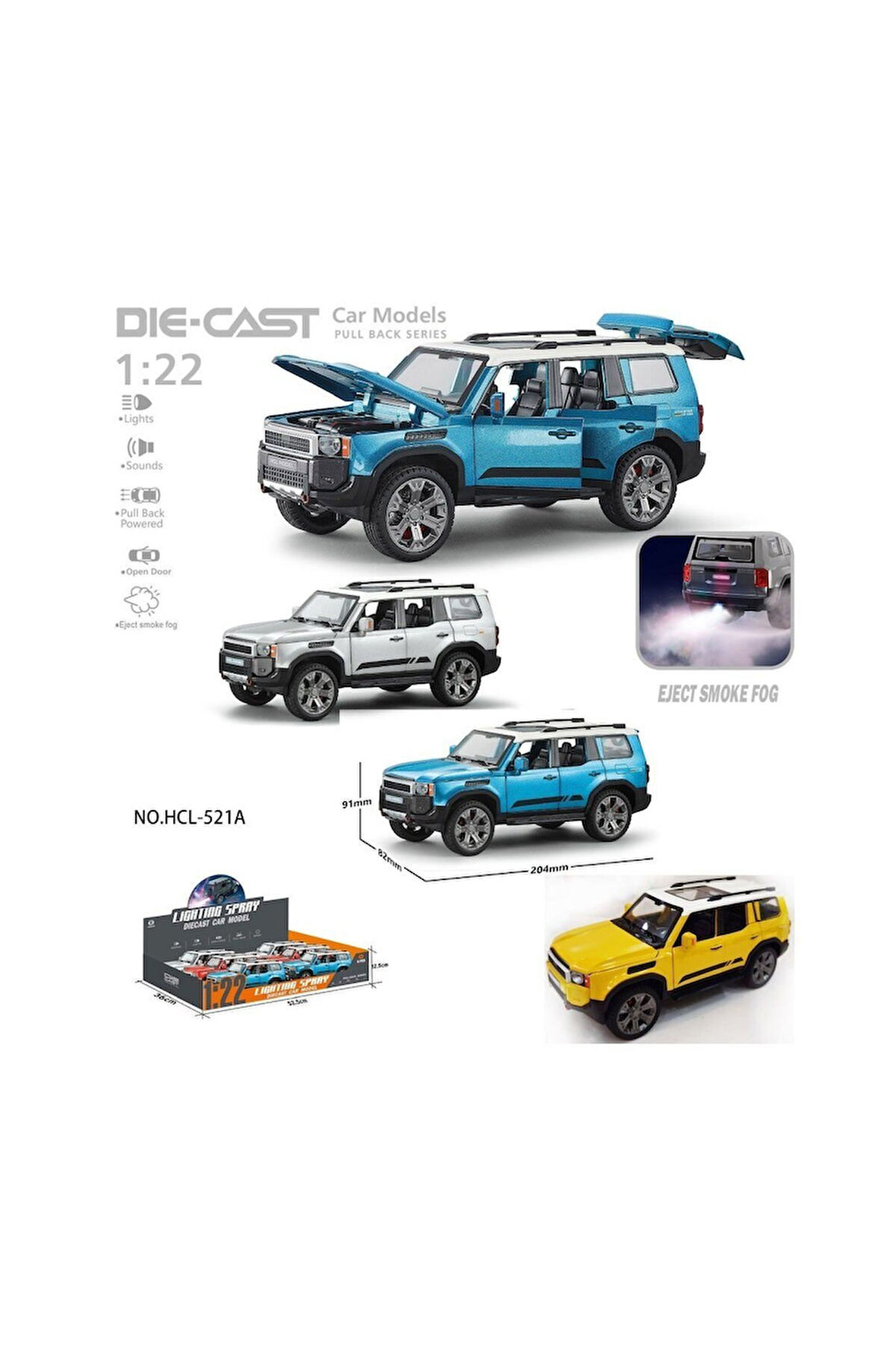 Erkek Çocuk Oyuncak HCL-521A Çek Bırak 1:22 Sesli Ve Işıklı Buharlı Metal Jeep Kız Çocuk Eğitici Oyu