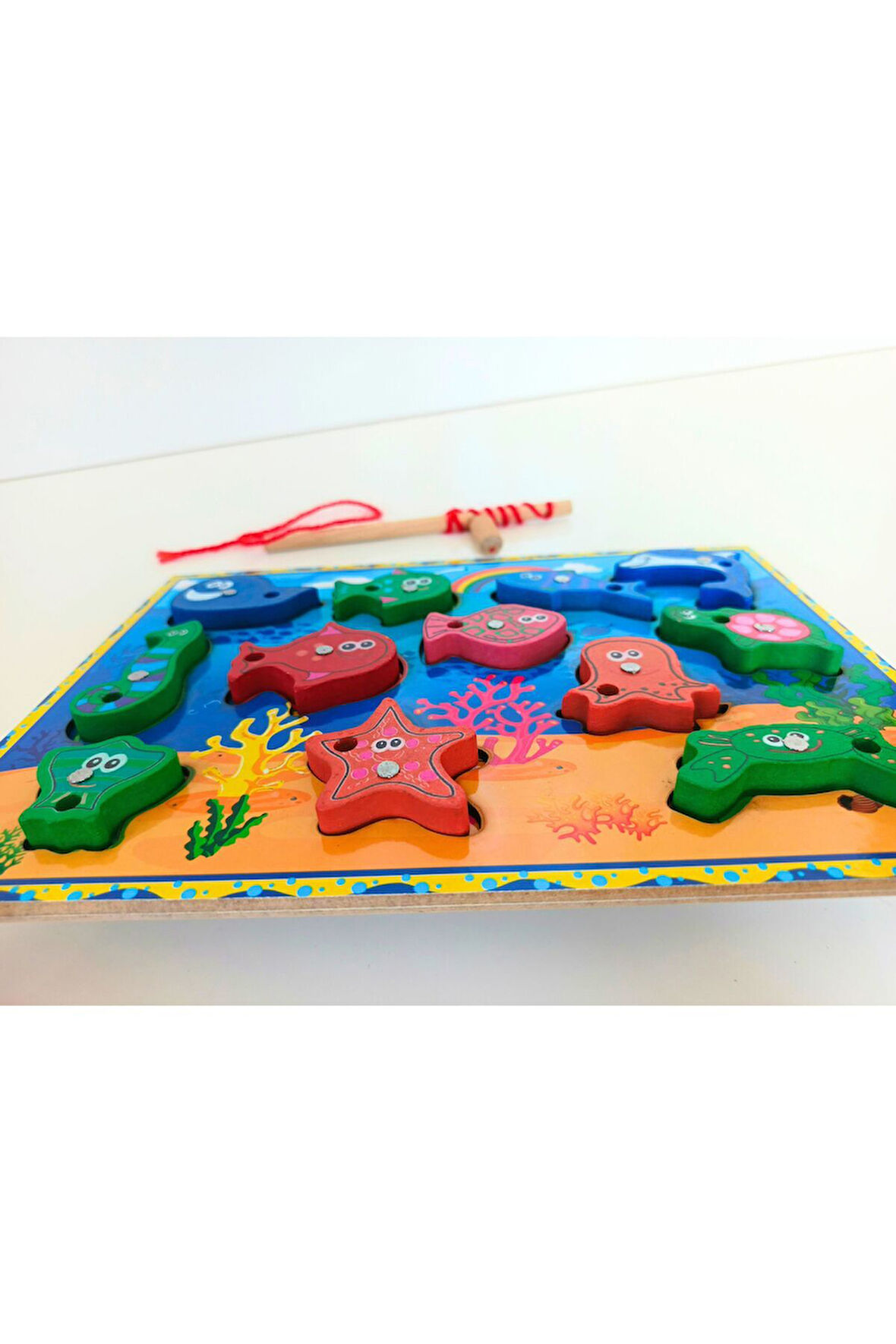 Çocuk Gelişim Oyuncaklar Ahşap Ipli Mıknatıslı Balık Tutma Oyunu -ipli Bultak Puzzle Kız Erkek Çocuk