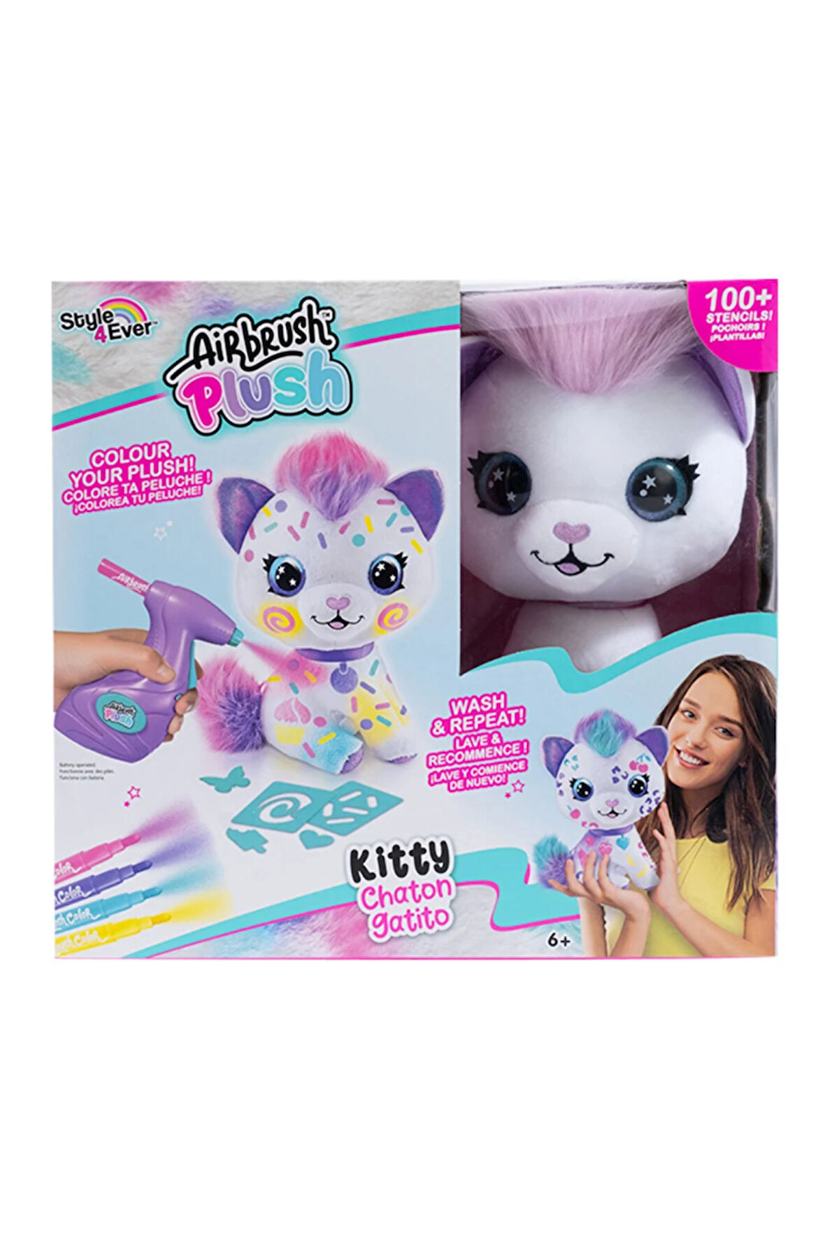 Erkek Çocuk Oyuncak Airbrush Plush Boyanıp Yıkanabilen Peluş Kedi Kız Çocuk Eğitici Oyuncaklar