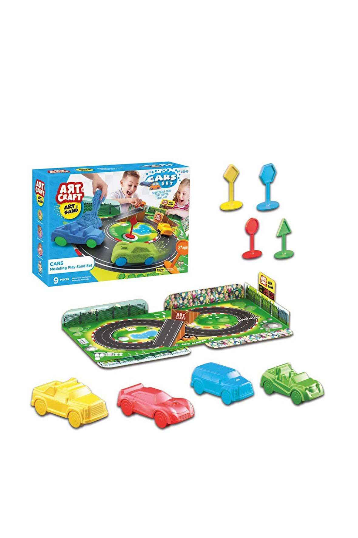 Erkek Çocuk Oyuncak 03948 Artsand Arabalar Kum Seti 600 gr -Fentoys Kız Çocuk Eğitici Oyuncaklar