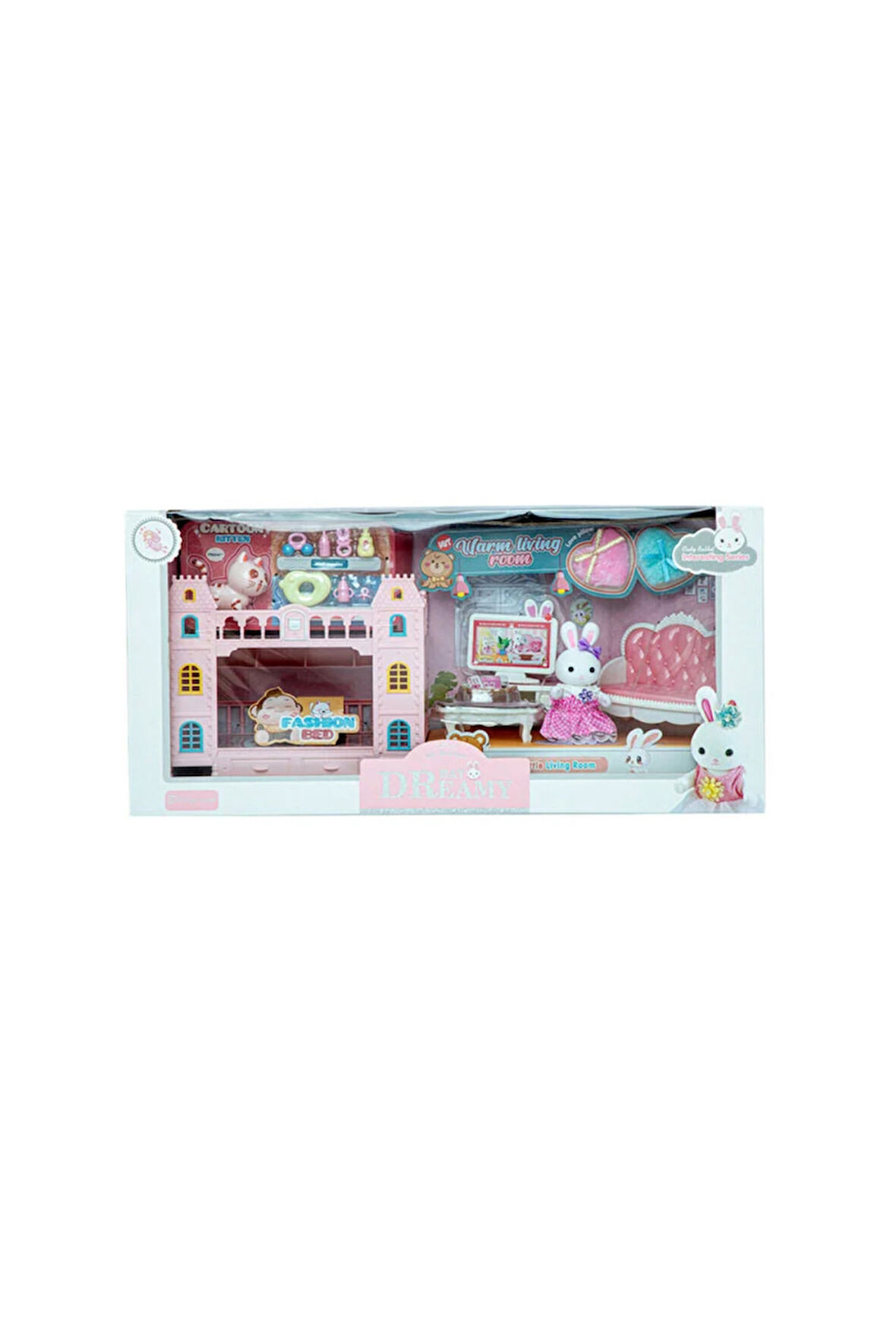 Erkek Çocuk Oyuncak Bay Dreamy Oturma Odası ve Ranzalı Mini Tavşan Oyun Seti Kız Çocuk Eğitici Oyunc