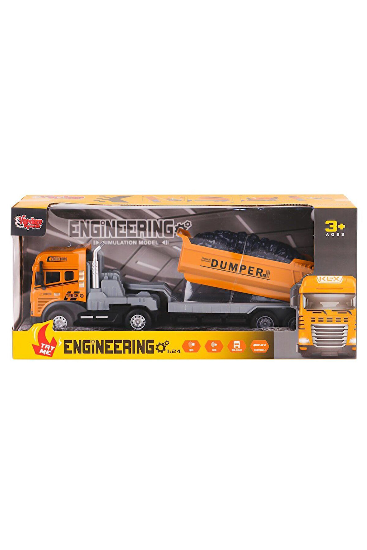 Erkek Çocuk Oyuncak KLX800-241-42-43-44 Işıklı Müzikli İnşaat Tırı 1:24 -Vardem Oyuncak Kız Çocuk Eğ