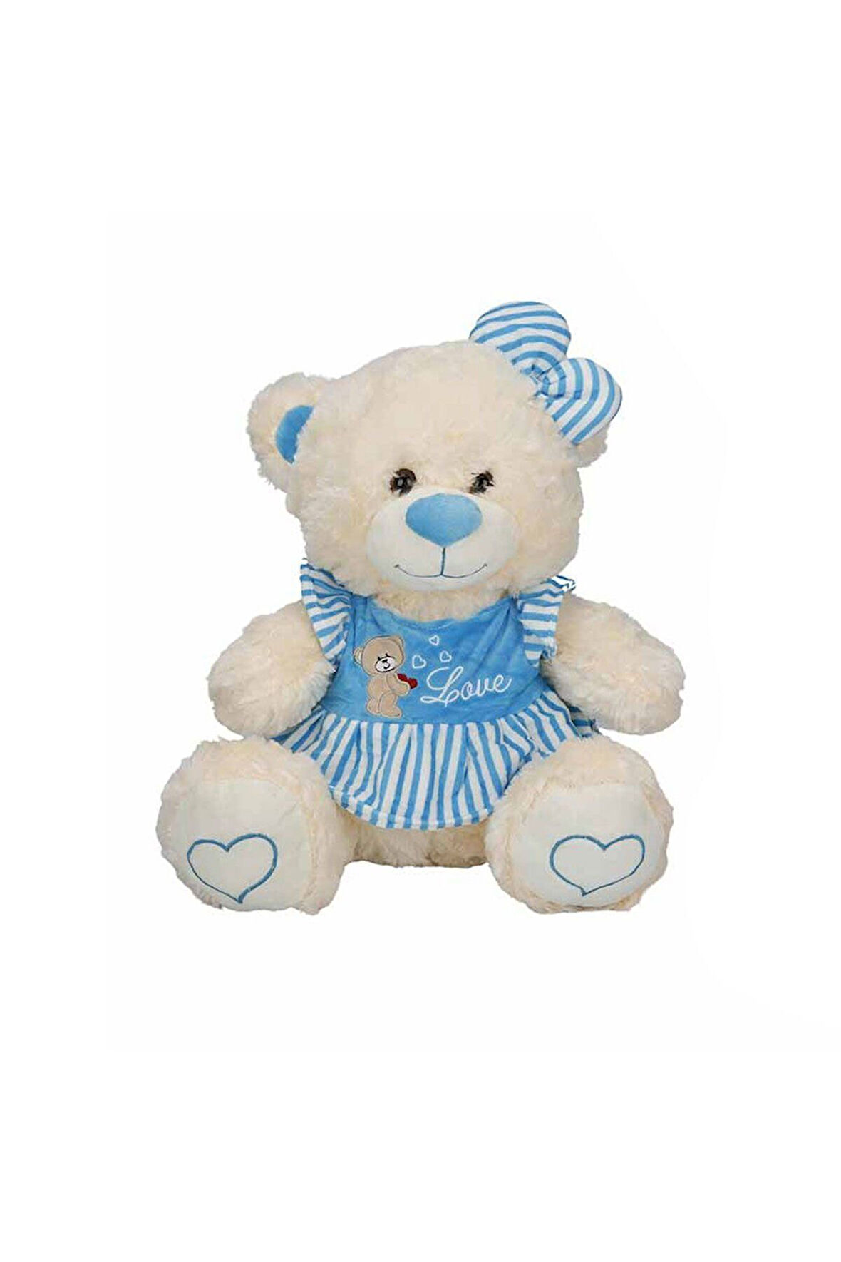 Erkek Çocuk Oyuncak 8334 Oturan Çizgili Elbiseli Peluş Ayı 40cm -Sunman Kız Çocuk Eğitici Oyuncaklar