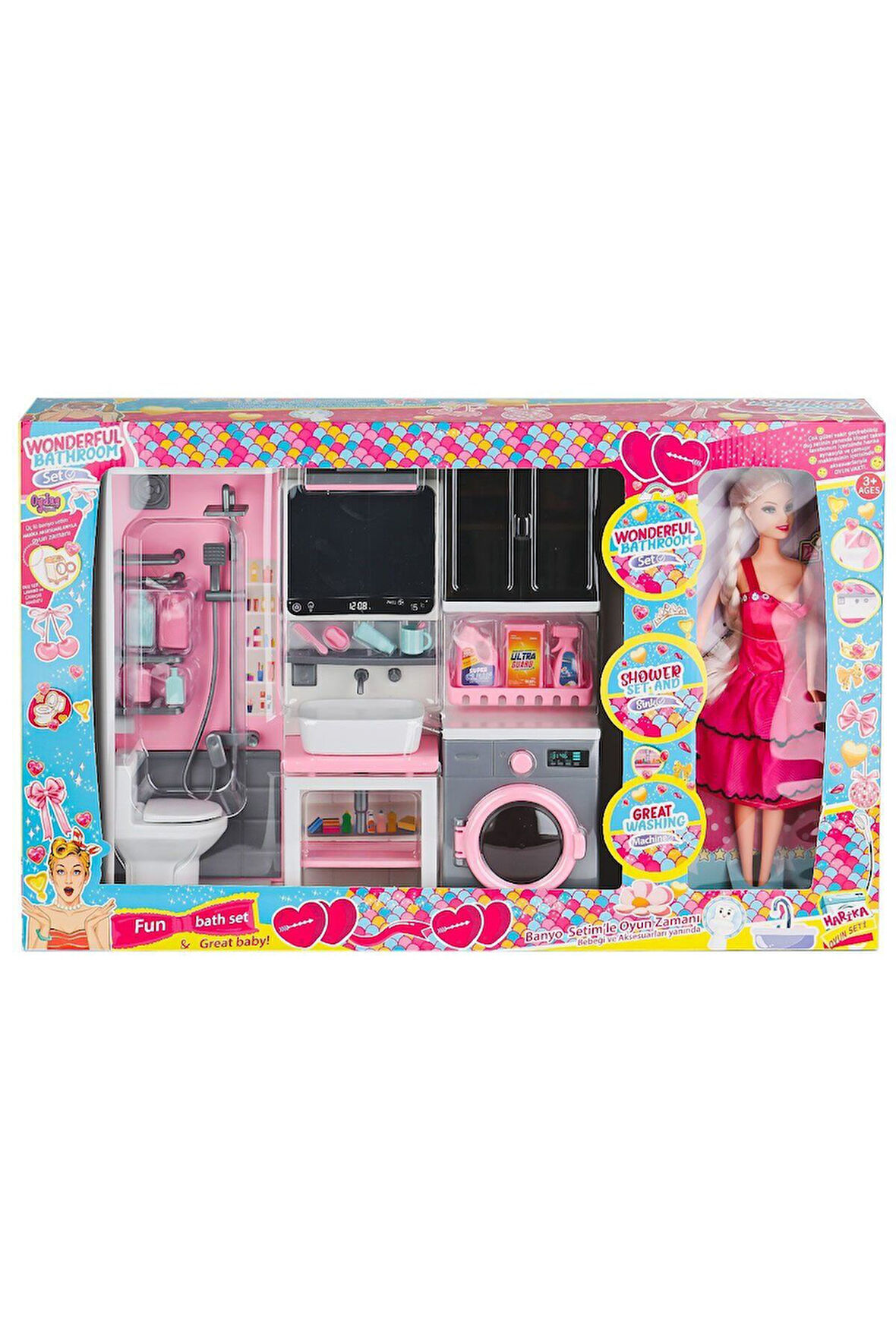 Erkek Çocuk Oyuncak OYD-02393 Bebek ile Banyo Seti Oyun Zamanı Kız Çocuk Eğitici Oyuncaklar
