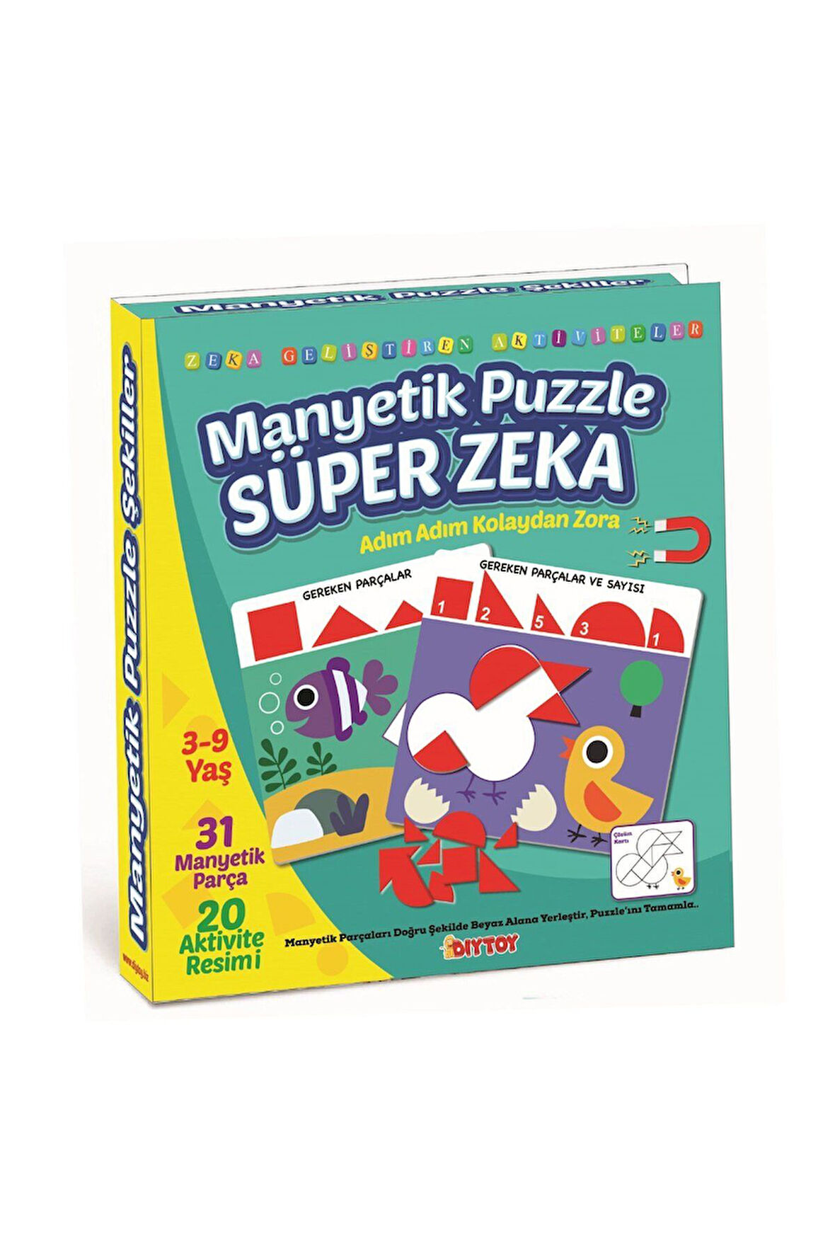 Erkek Çocuk Oyuncak 1536 DıyToy Manyetik Puzzle - Super Zeka / 31 Parça Puzzle / 3-9 yaş Kız Çocuk E