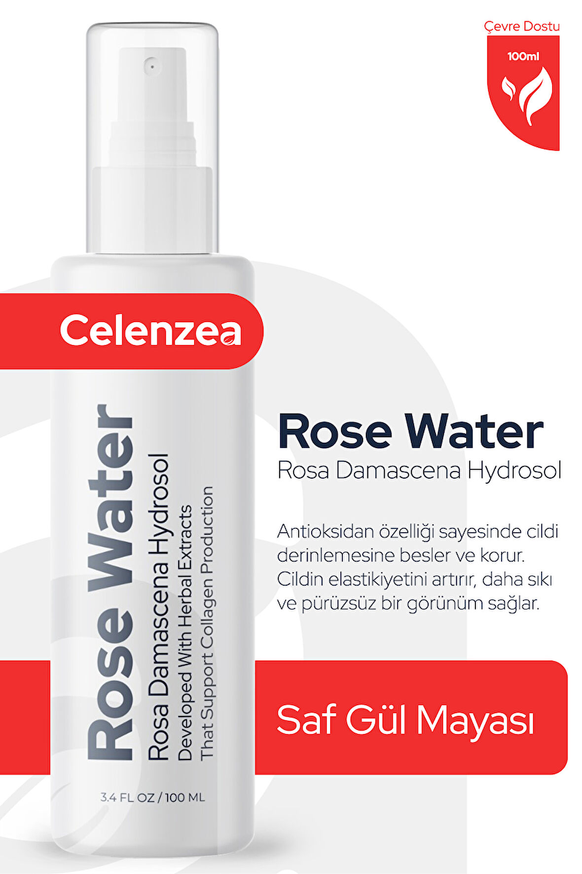 Gül Mayası Aydınlatıcı & Gözenek Sıkılaştırıcı Gül Suyu Cilt Yenileyici Gül Hidrosolü 100ml