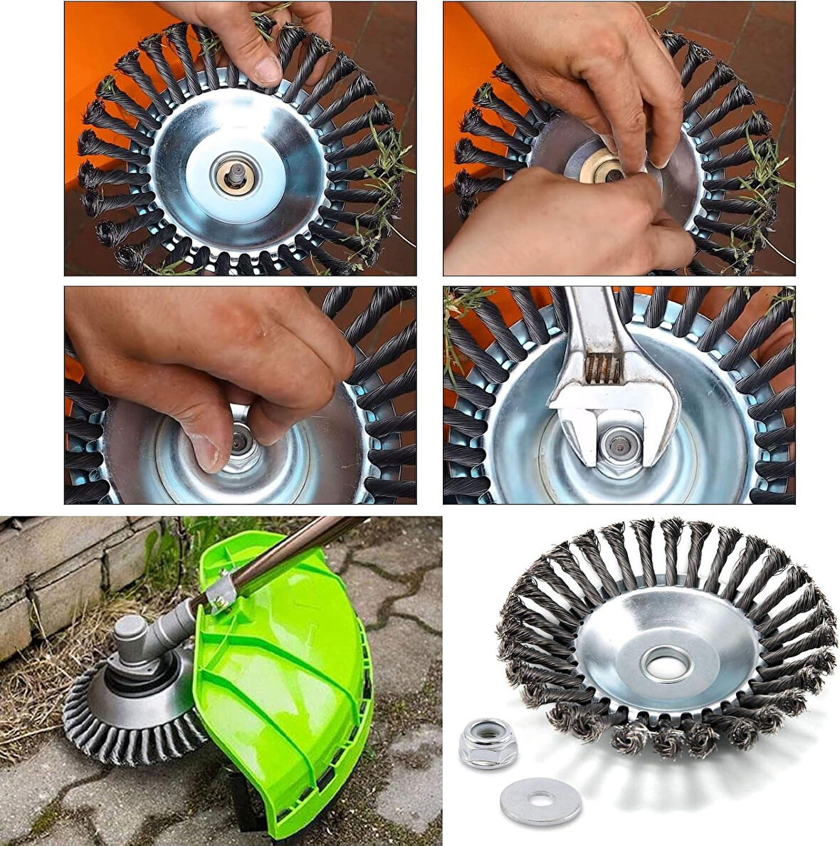 Alman Tırpan Başlığı Kıyı Temizleme Çelik Telli Çim Ot Biçme Kenar Temizleme Başlığı Çelik Bıçaklı