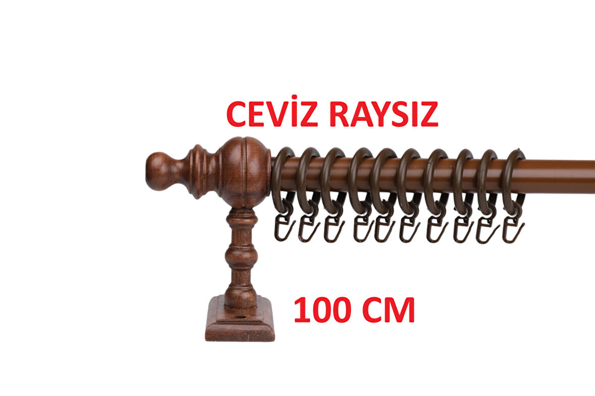 Ceviz Raysız Ahşap Rustik Perde Askısı Rustik Borusu