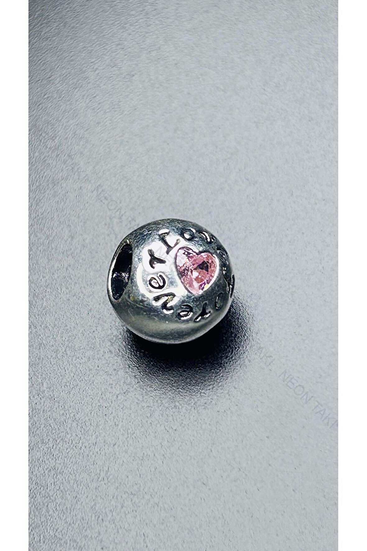 Küre Kalp Zirkon Taş Ve Sonsuza Kadar Aşk Pan Bilek Çelik Charm 1 Gümüş Renk, BİLEKLİK DAHİL DEĞİL