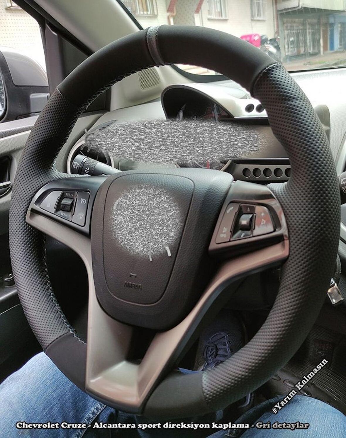 Chevrolet Cruze Araca Özel Direksiyon Kılıfı Gri Yüzüklü