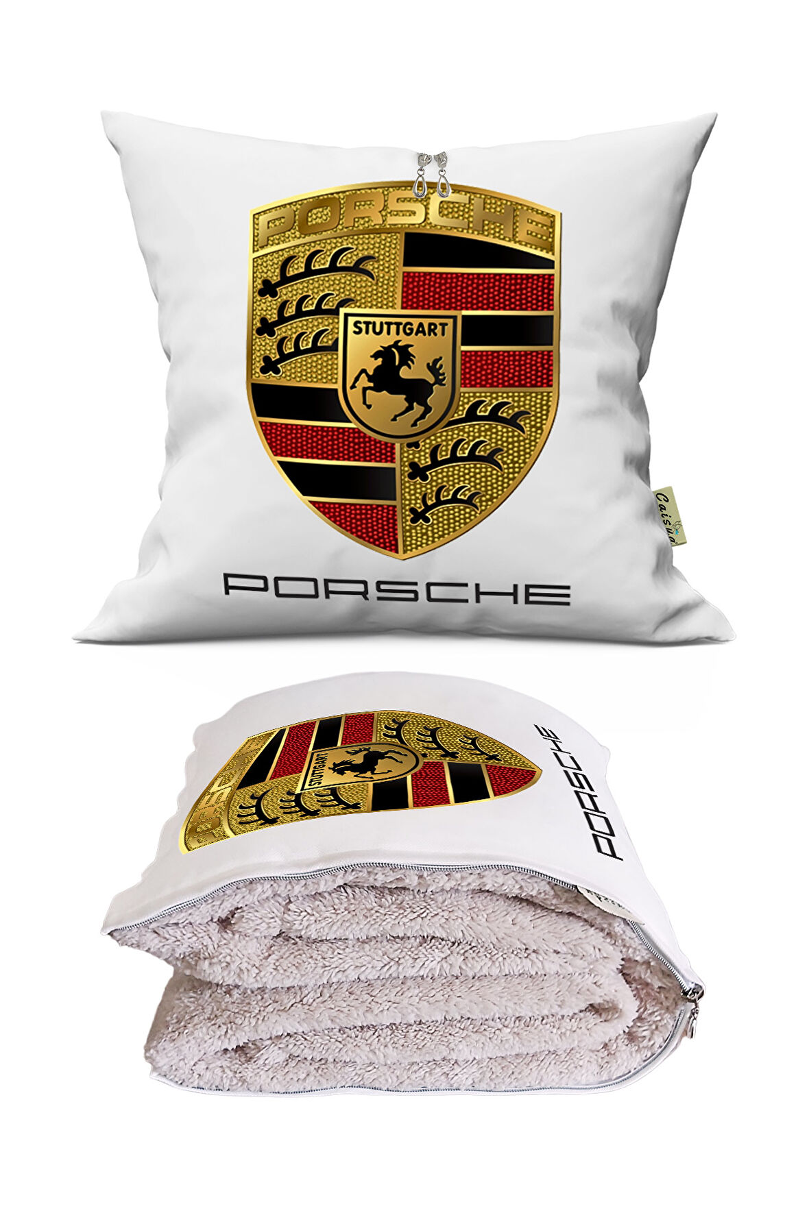 Porsche Baskılı Tv Battaniyeli Opsiyonel Dekoratif Hediye Yastık Battaniye 2 İn 1