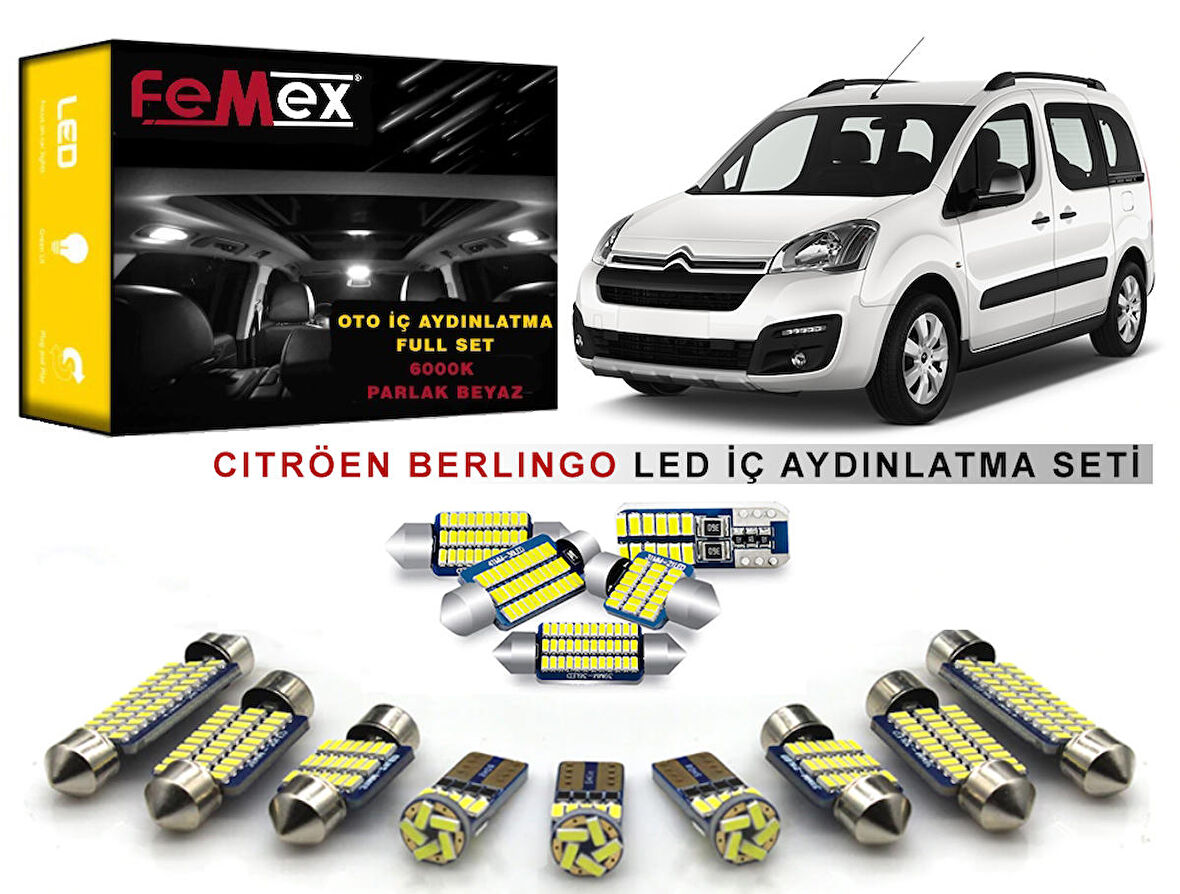 Citröen Berlingo LED İç Aydınlatma Ampul Seti FEMEX Parlak Beyaz