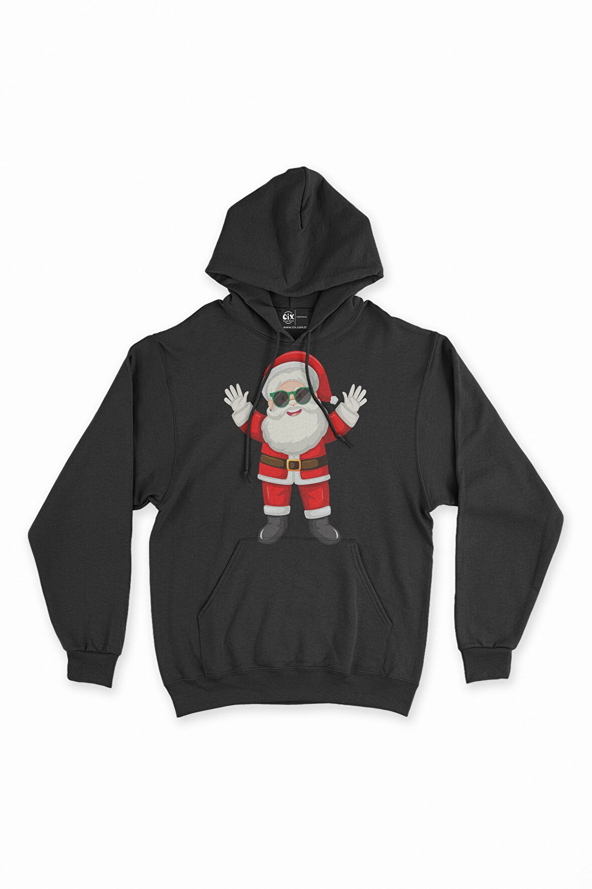 Mutlu Santa Claus Yılbaşı Kapşonlu Sweatshirt Hoodie