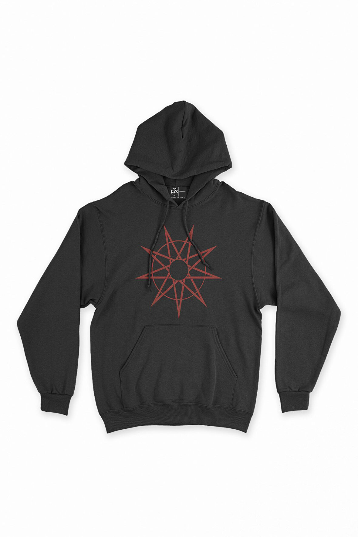 Slipknot Yıldız Logolu Siyah Kapşonlu Sweatshirt Hoodie