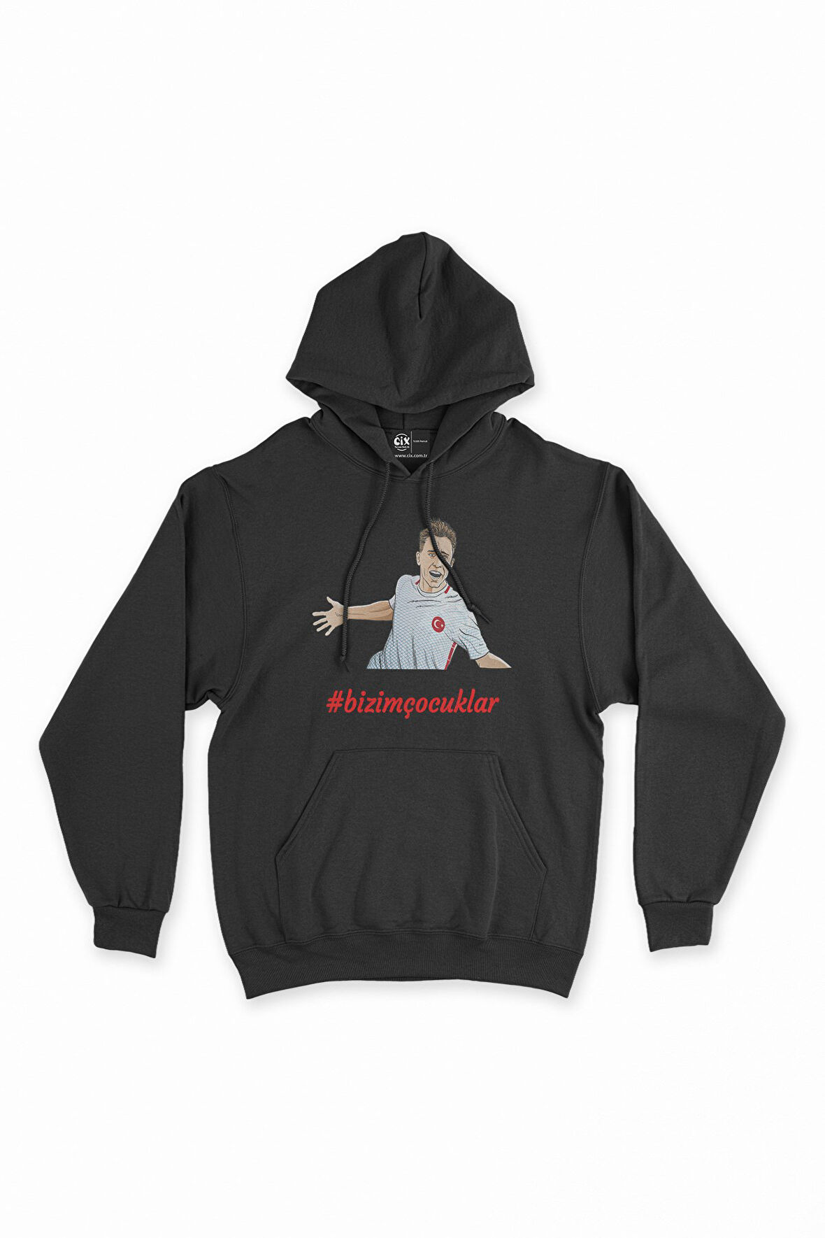 Türkiye Milli Takım Taraftar Siyah Kapşonlu Sweatshirt Hoodie