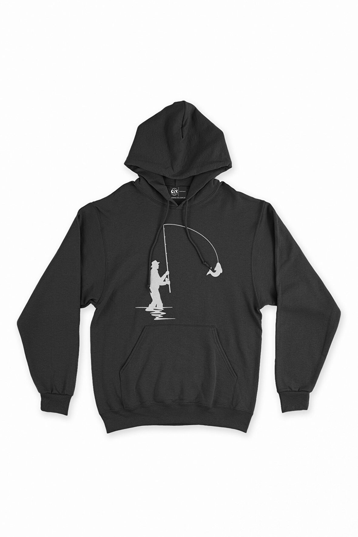 Balıkçı Siyah Kapşonlu Sweatshirt Hoodie