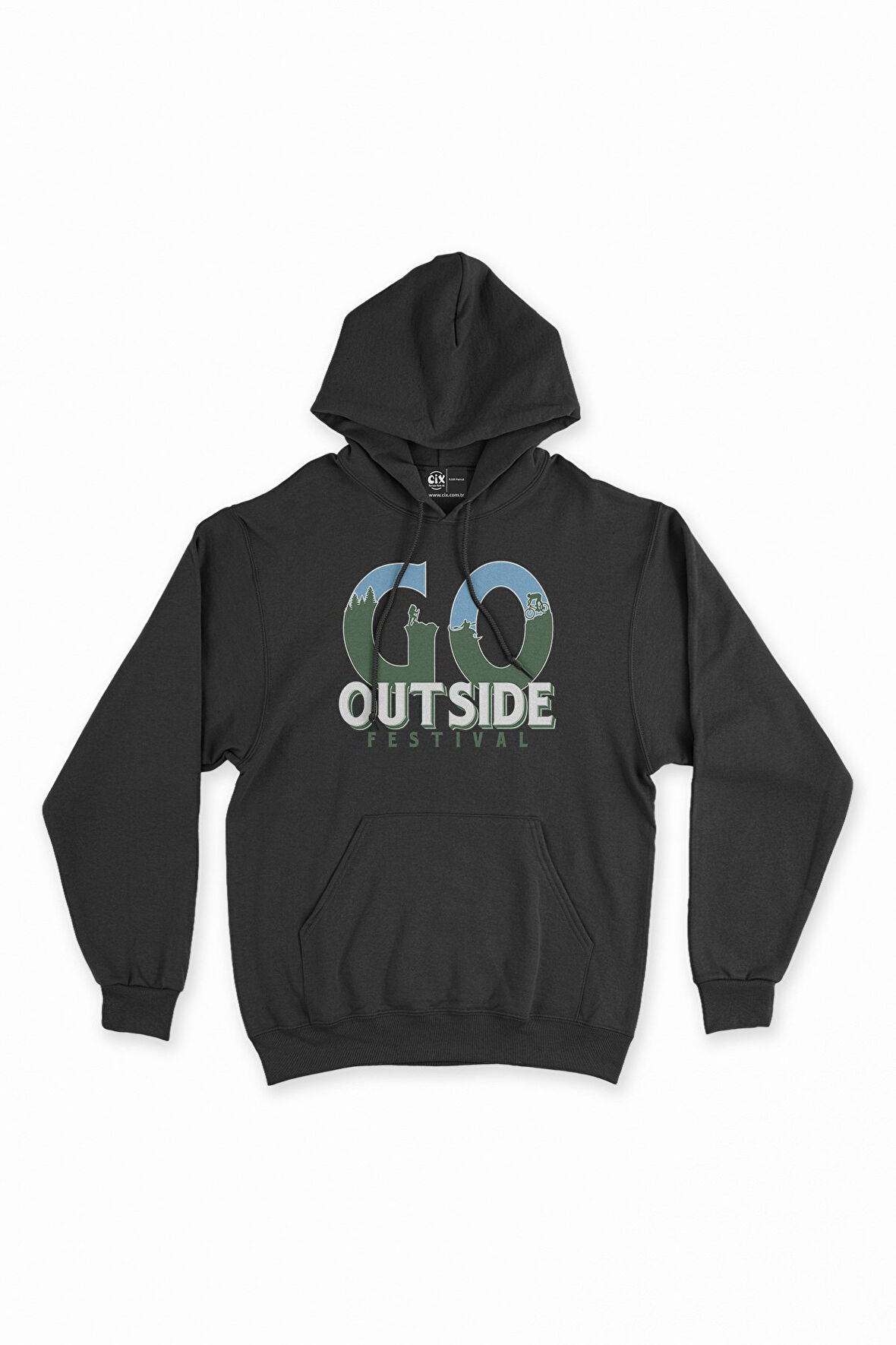 Outside Festival Siyah Kapşonlu Sweatshirt Hoodie