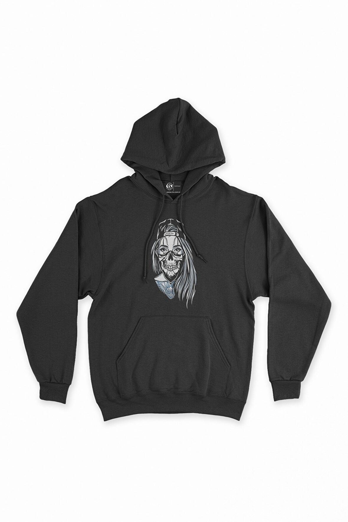 Kuru Kafa Kız Siyah Kapşonlu Sweatshirt Hoodie