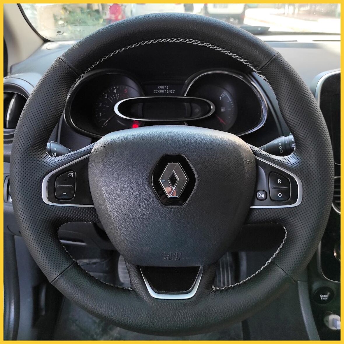 Renault Clio 4 FAZ 2 Araca Özel Direksiyon Kılıfı (GRİ DİKİŞ)