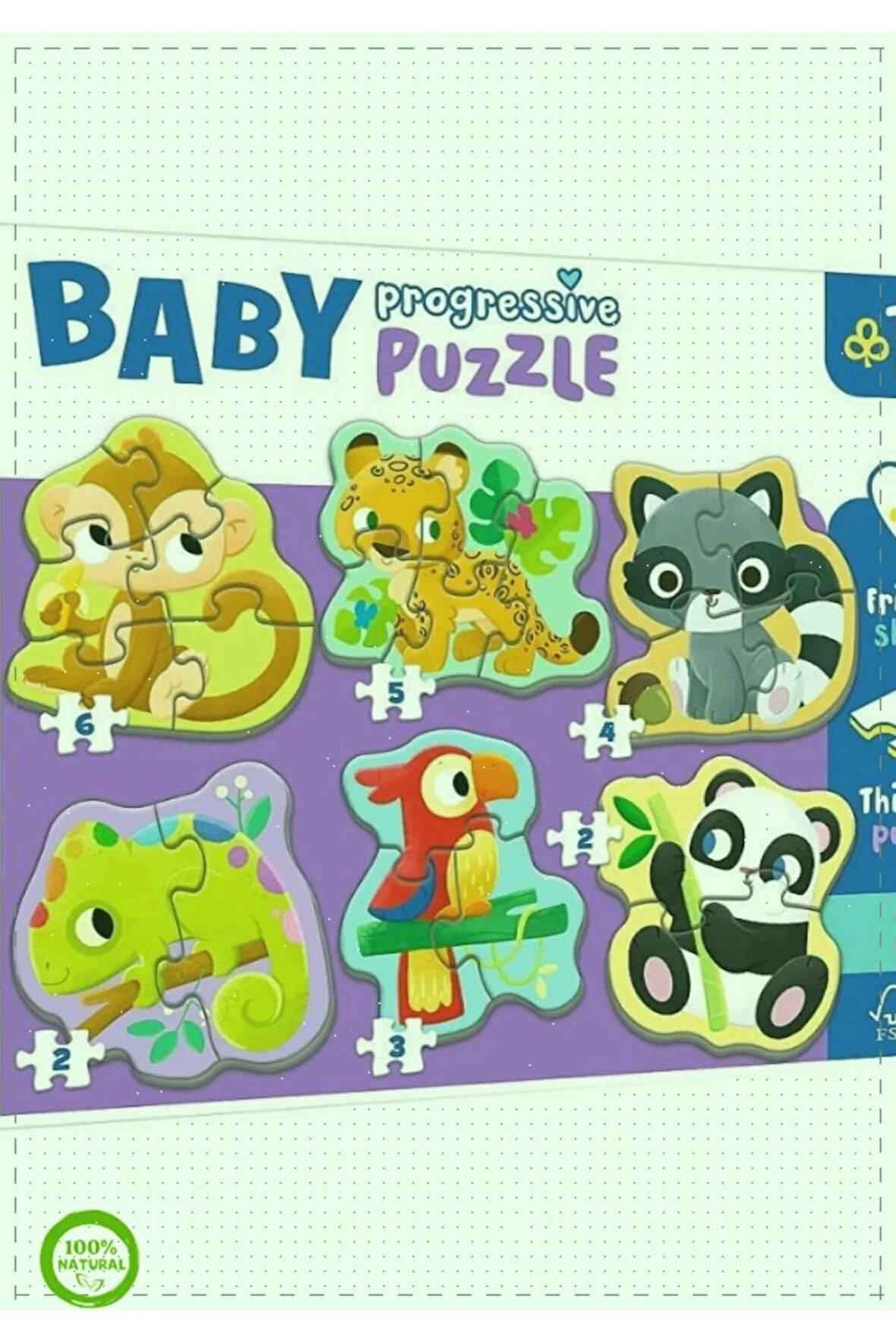 PUZZLE-44005 Egzotik Hayvanlar BabyPuzzle Kız Erkek Cocuk Oyuncak Egitici Montessori Oyuncaklar