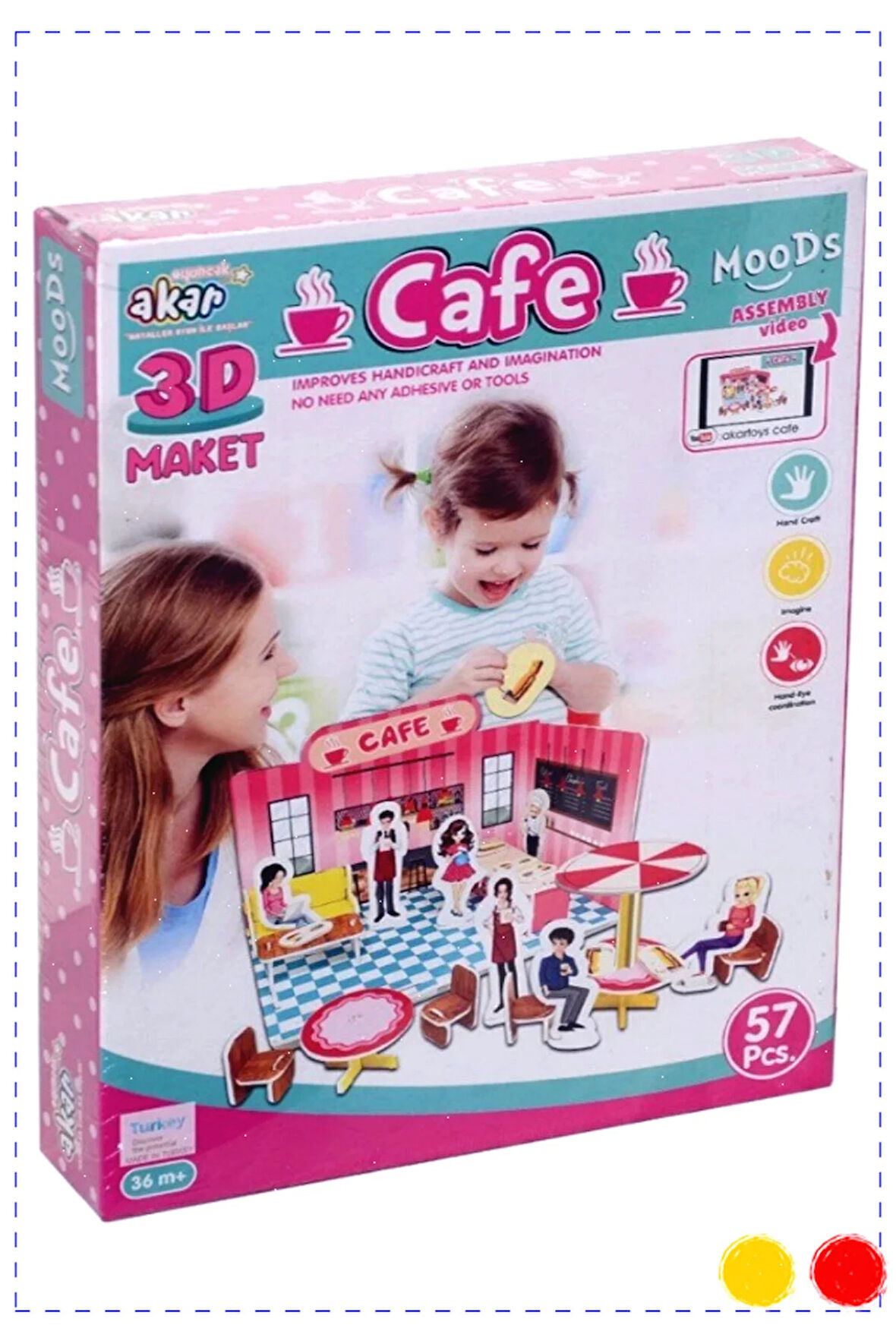 1 Adet Cafe Maket 3 Boyutlu Puzzle Kız Erkek Oyuncakları Cocuk Egitici Montessori Oyuncaklar