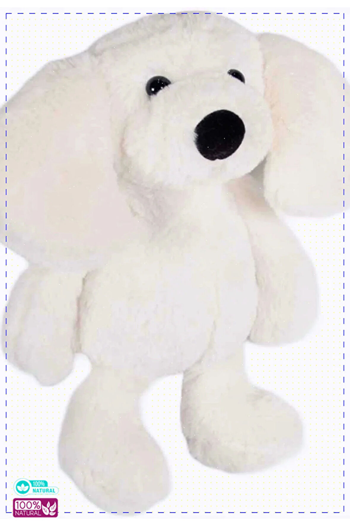 1 Adet Uyku Arkadaşı Köpek Peluş Beyaz 34cm Kız Erkek Cocuk Egitici Montessori Oyuncaklar