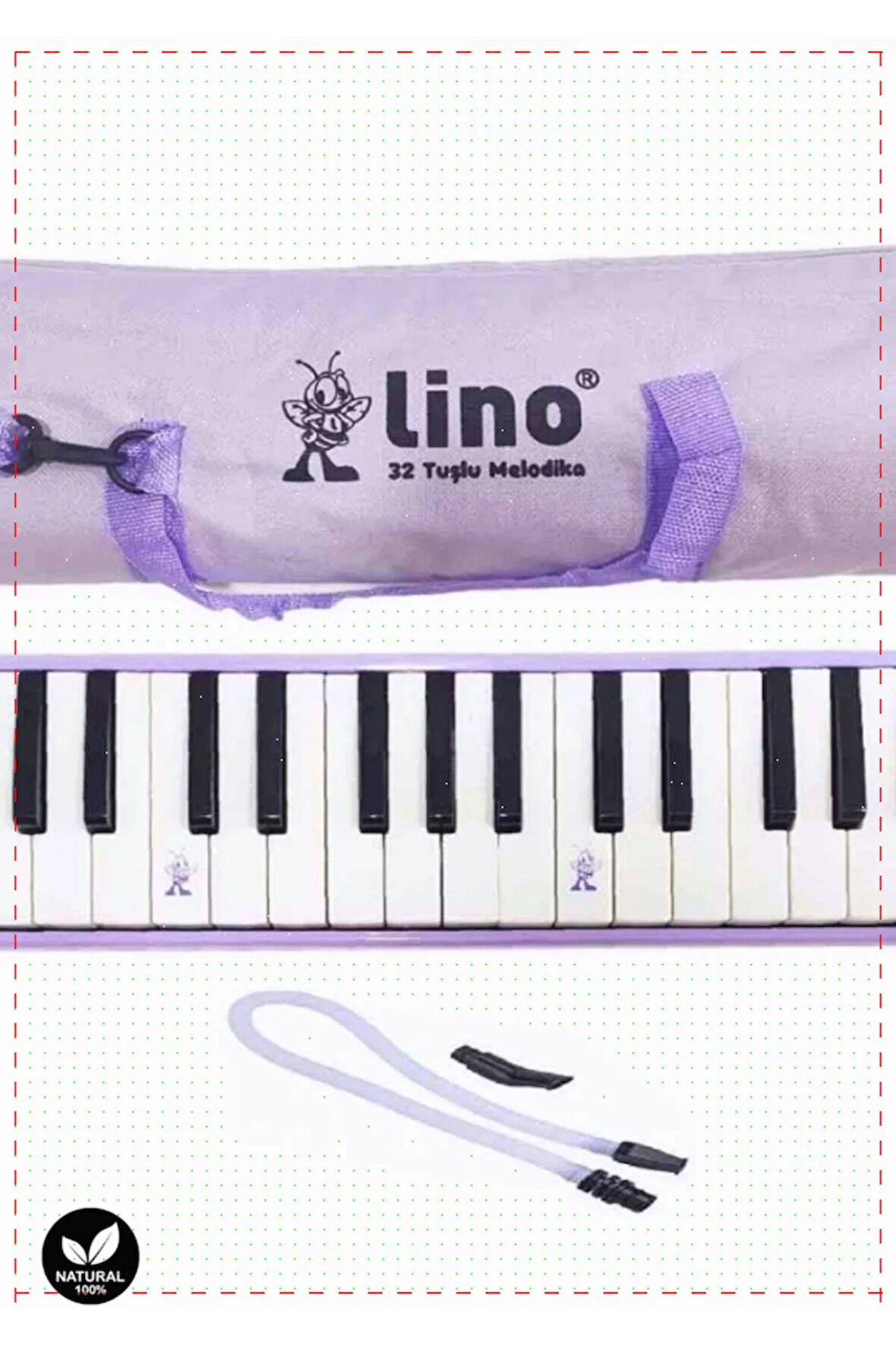 1 Adet Lino 32 Tuşlu Bez Çantalı Melodika Pastel Mor Kız Cocuk Erkek Cocuk Oyuncaklar Egitici