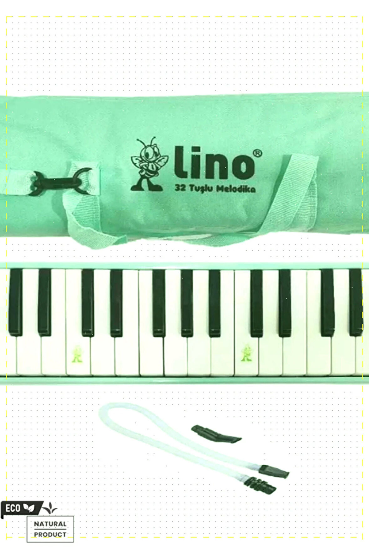 1 Adet 32 Tuşlu Bez Çantalı Melodika Pastel Yeşil Kız Erkek Cocuk Oyuncak Egitici Oyuncaklar