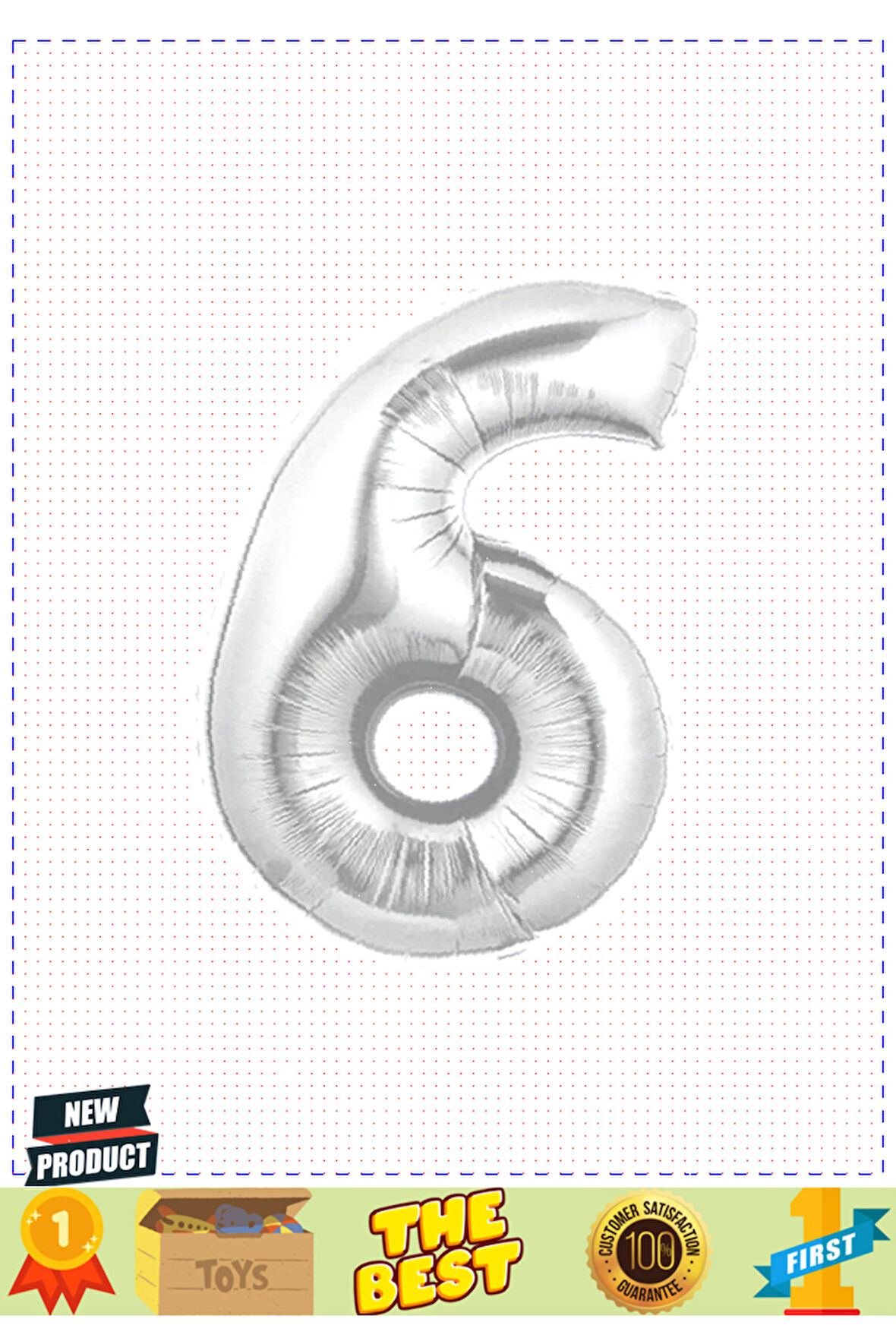 Şekilli Supershape Silver Rakam Folyo Balon 6 Numara Kız Erkek Çocuk Oyuncakları Eğitici Oyun