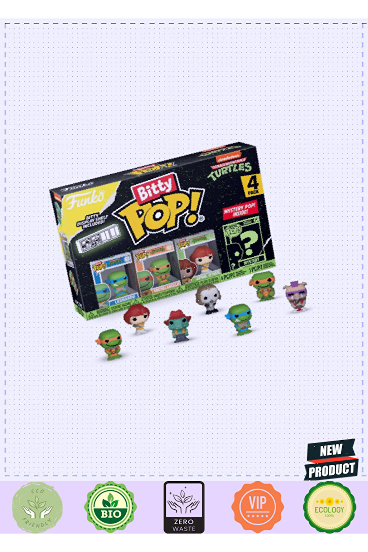 Funko Bitty Pop Teenage Mutant Ninja Turtles Leonardo 4'lü Paket Kız Erkek Çocuk Oyuncakları
