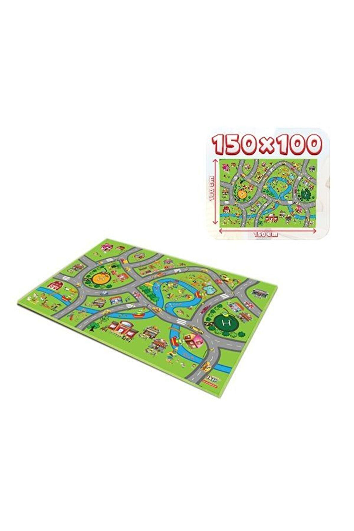 Oyun Halısı City 150x100cm Kız Erkek Çocuk Oyuncakları Eğitici Oyuncaklar