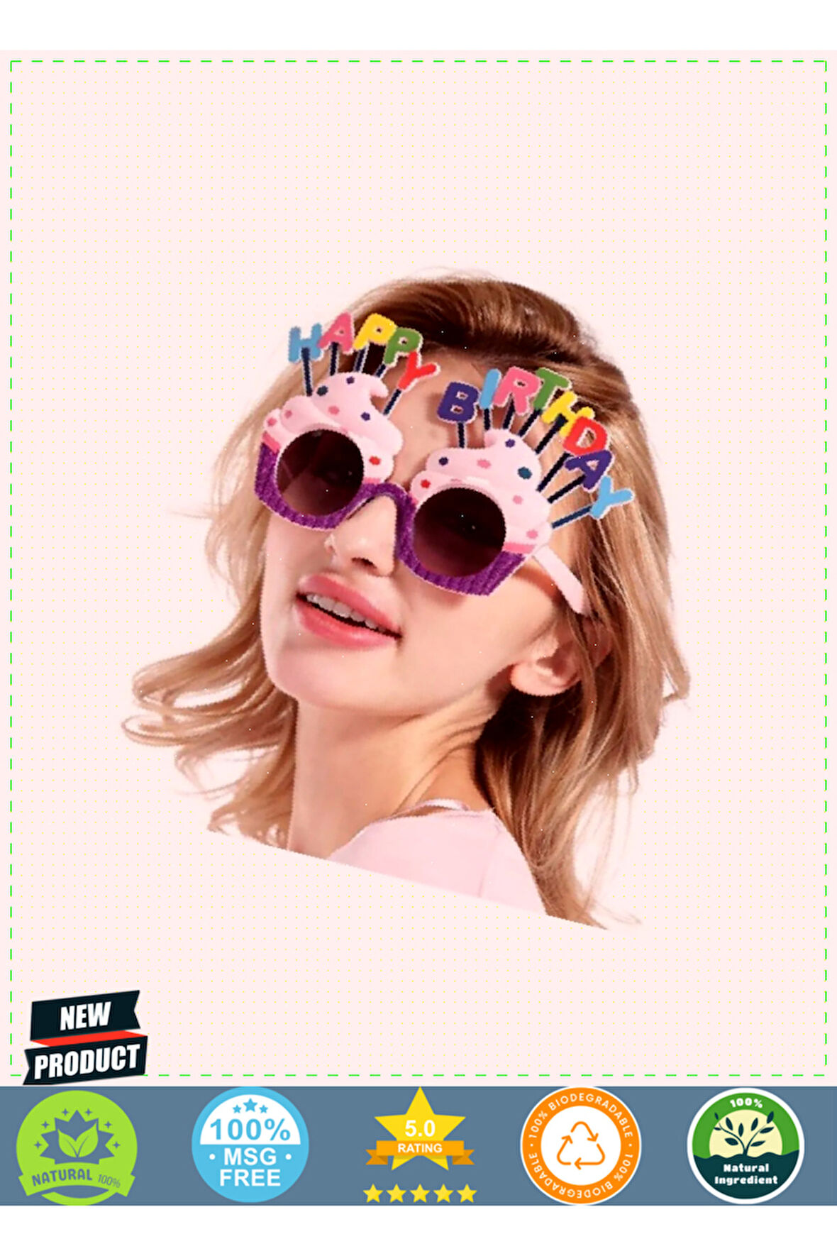 Happy Birthday Yazılı Parti Gözlüğü Mor 17x11cm Kız Erkek Çocuk Oyuncakları Eğitici Oyuncakla