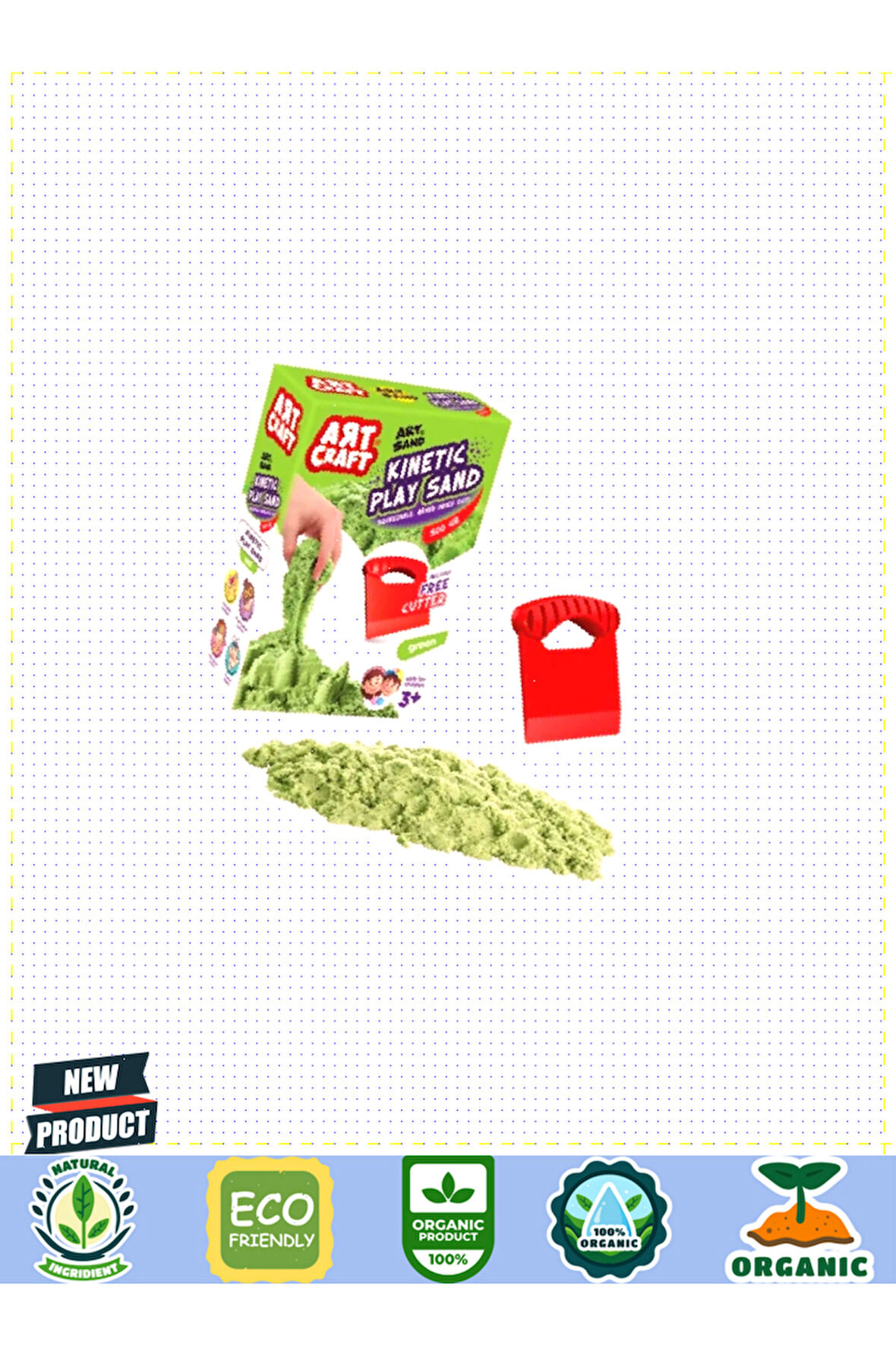 Aksesuarlı Yeşil Kinetik Oyun Kumu 500gr