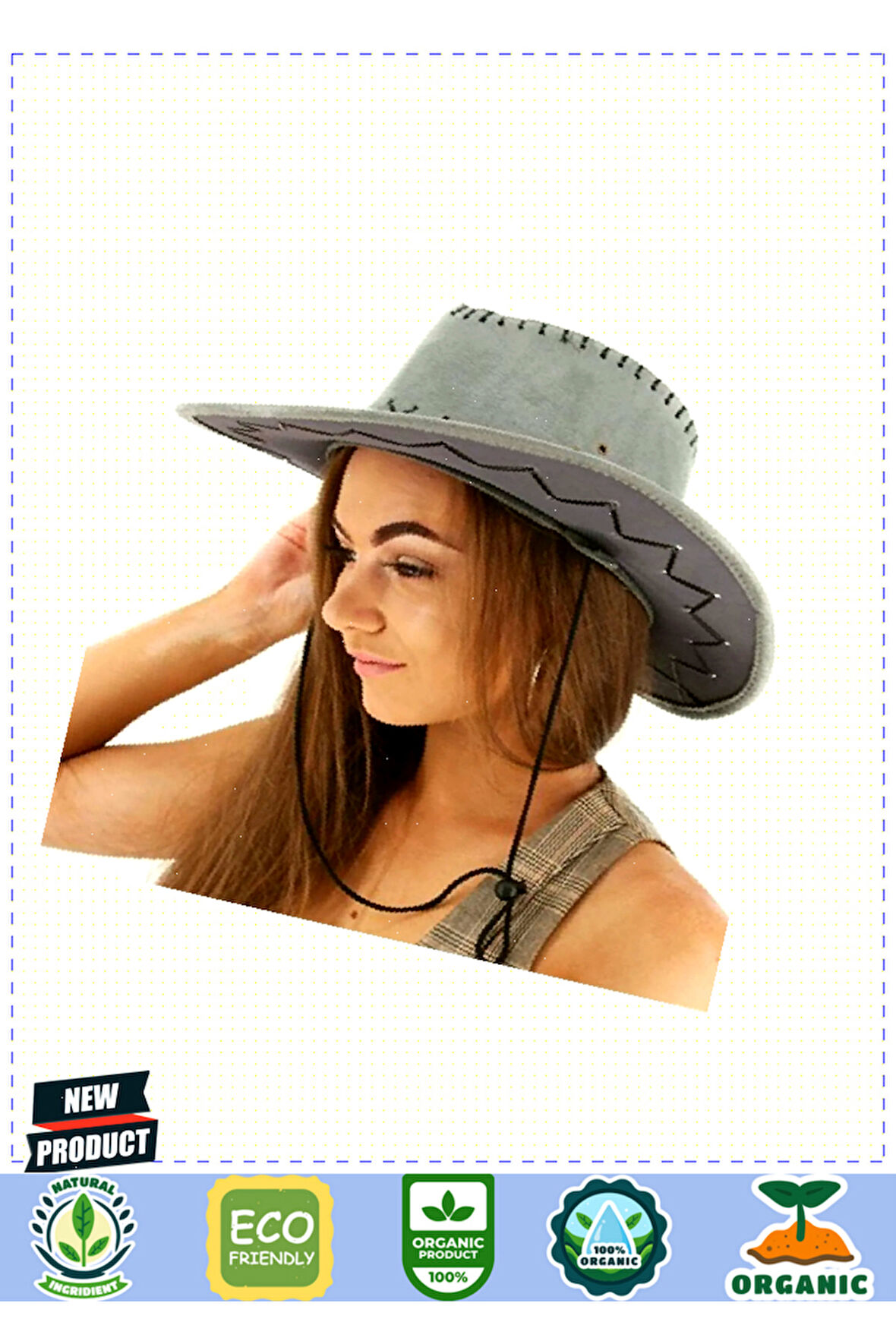 Bağcıklı Çocuk Boy Nubuk Süet Kovboy Şapkası Koyugri Renk Kız Erkek Çocuk Oyuncakları Eğitici