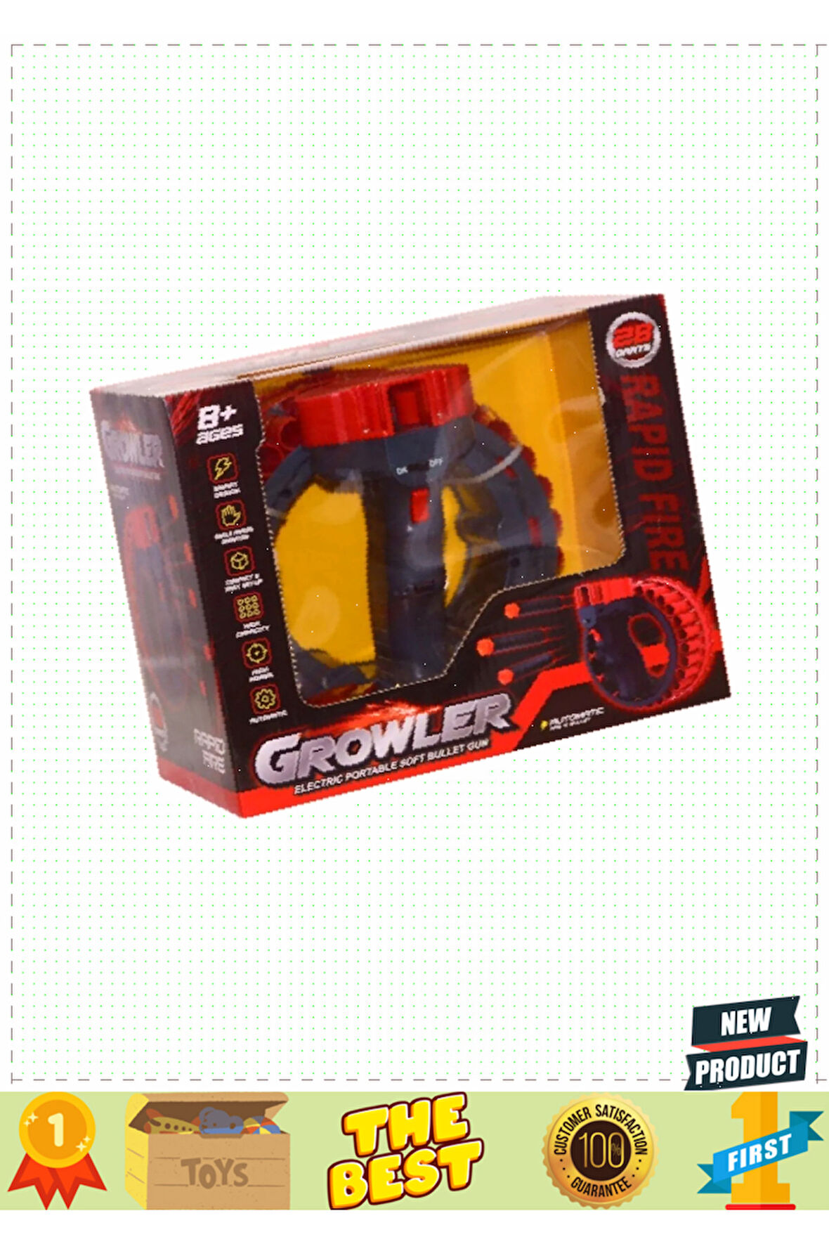 H01 Gepettoys,growler Sünger Atan Tabanca, 8 Yaş Kız Erkek Çocuk Oyuncakları Eğitici Oyuncak