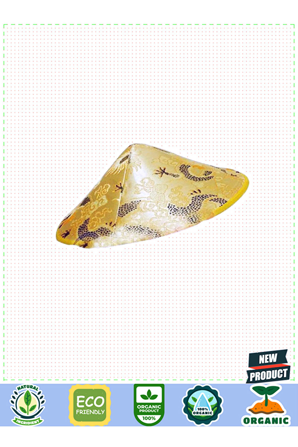 Altın Sarısı Renk Asian Çinli Parti Şapkası Keçe Üzeri Saten Kaplama Kız Erkek Çocuk Oyuncakl