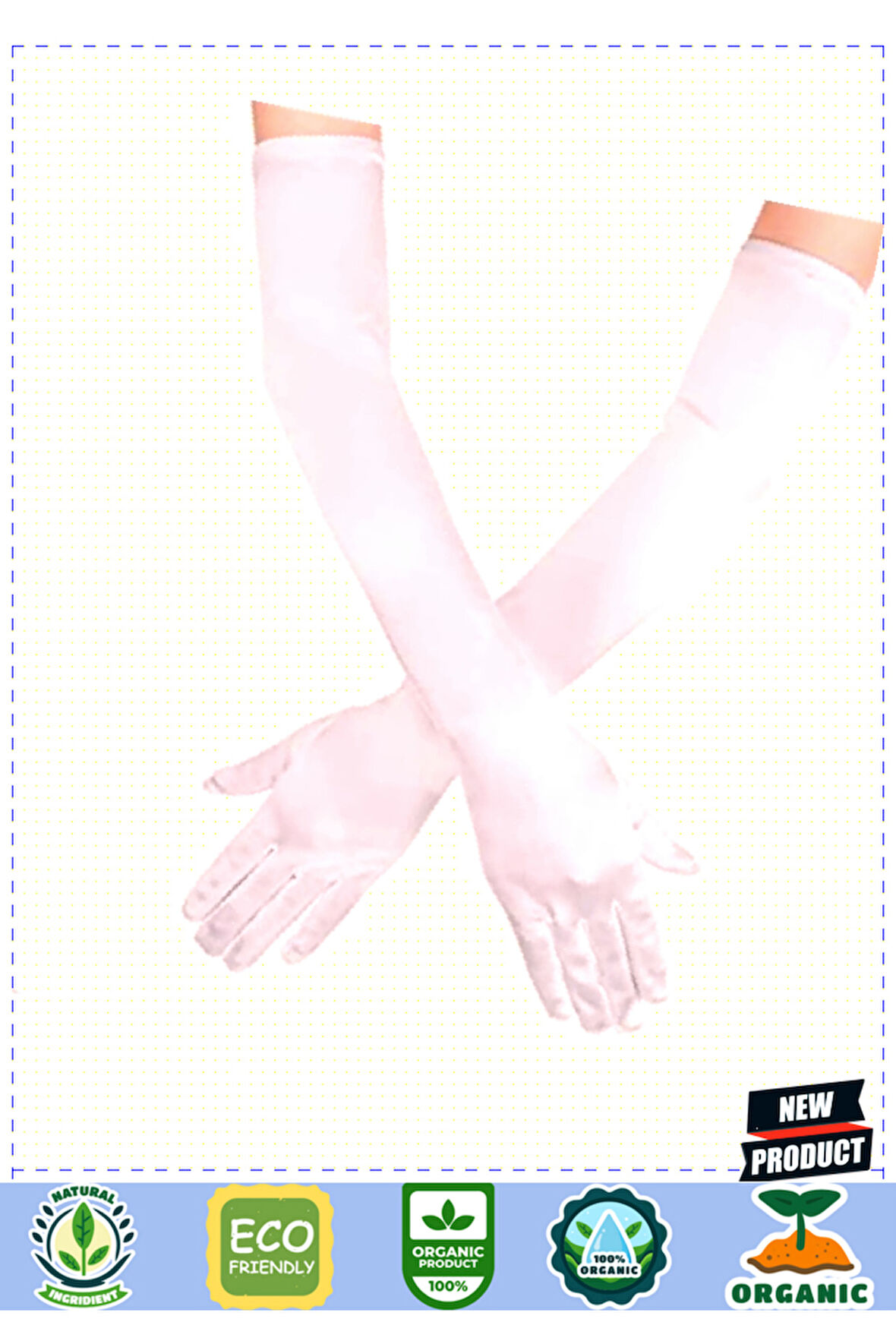 Beyaz Renk Dirseğe Kadar Uzun Kumaş Eldiven 40cm Kız Erkek Çocuk Oyuncakları Eğitici Oyuncakl