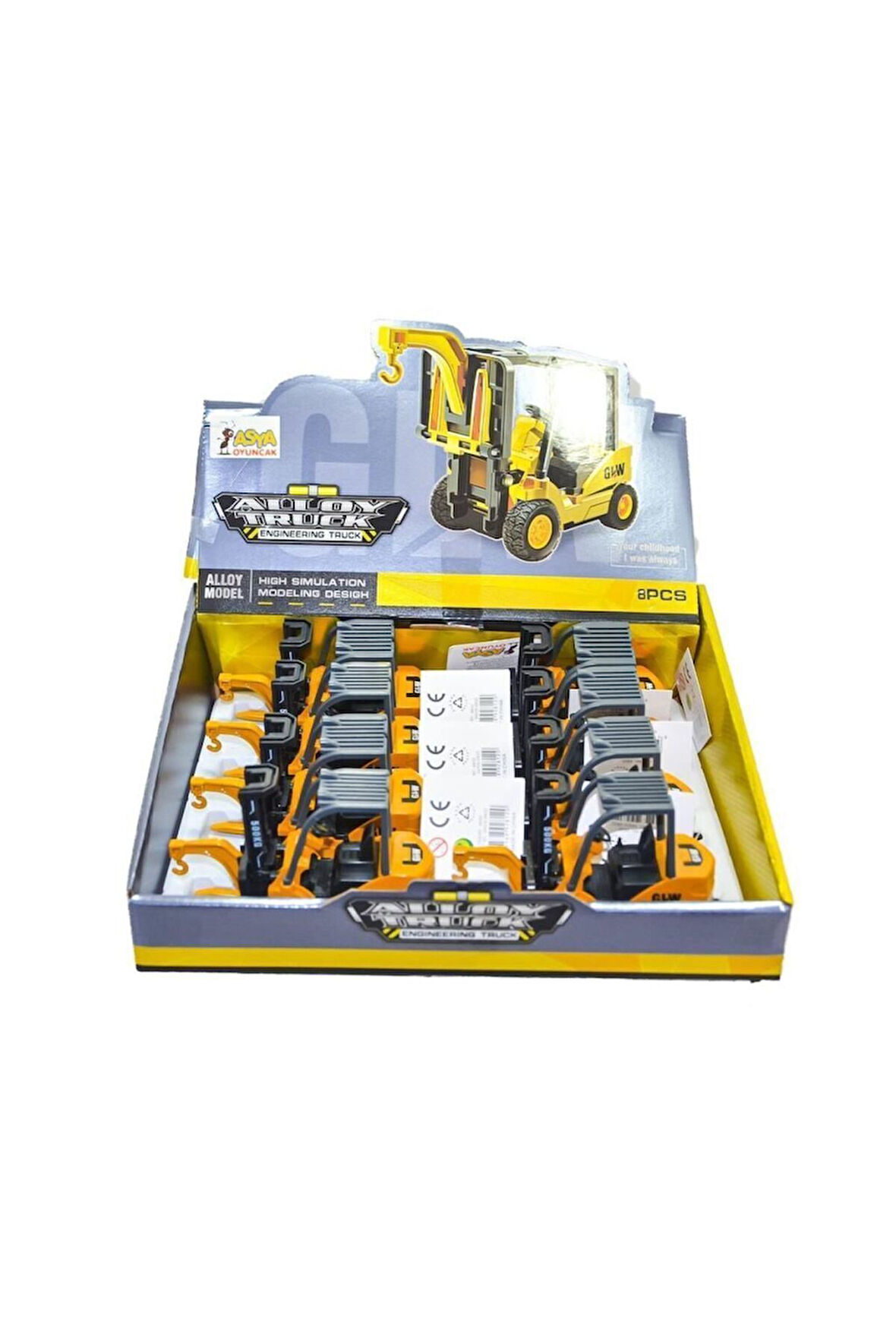 8li Display Kutulu Metal Forklift-asya Oyuncak Kız Erkek Çocuk Oyuncakları Eğitici Oyuncaklar