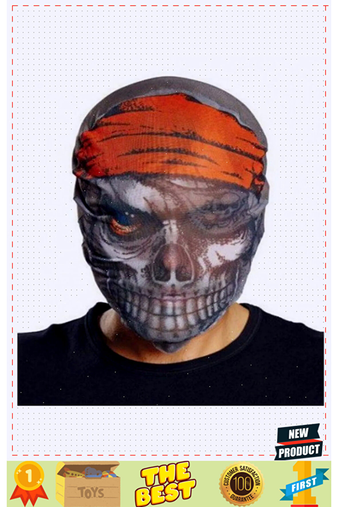 Kafaya Tam Geçmeli Bez Korsan Maskesi-streç Korku Maskesi-3d Baskılı Maske Model 4 Kız Erkek