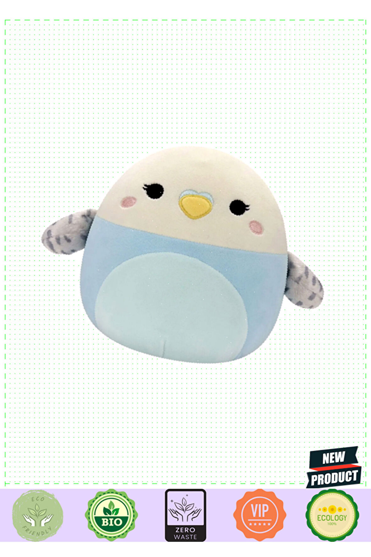 Squishmallowwww Muhabbet Kuşu Tycho 20cm Kız Erkek Çocuk Oyuncakları Eğitici Oyuncaklar